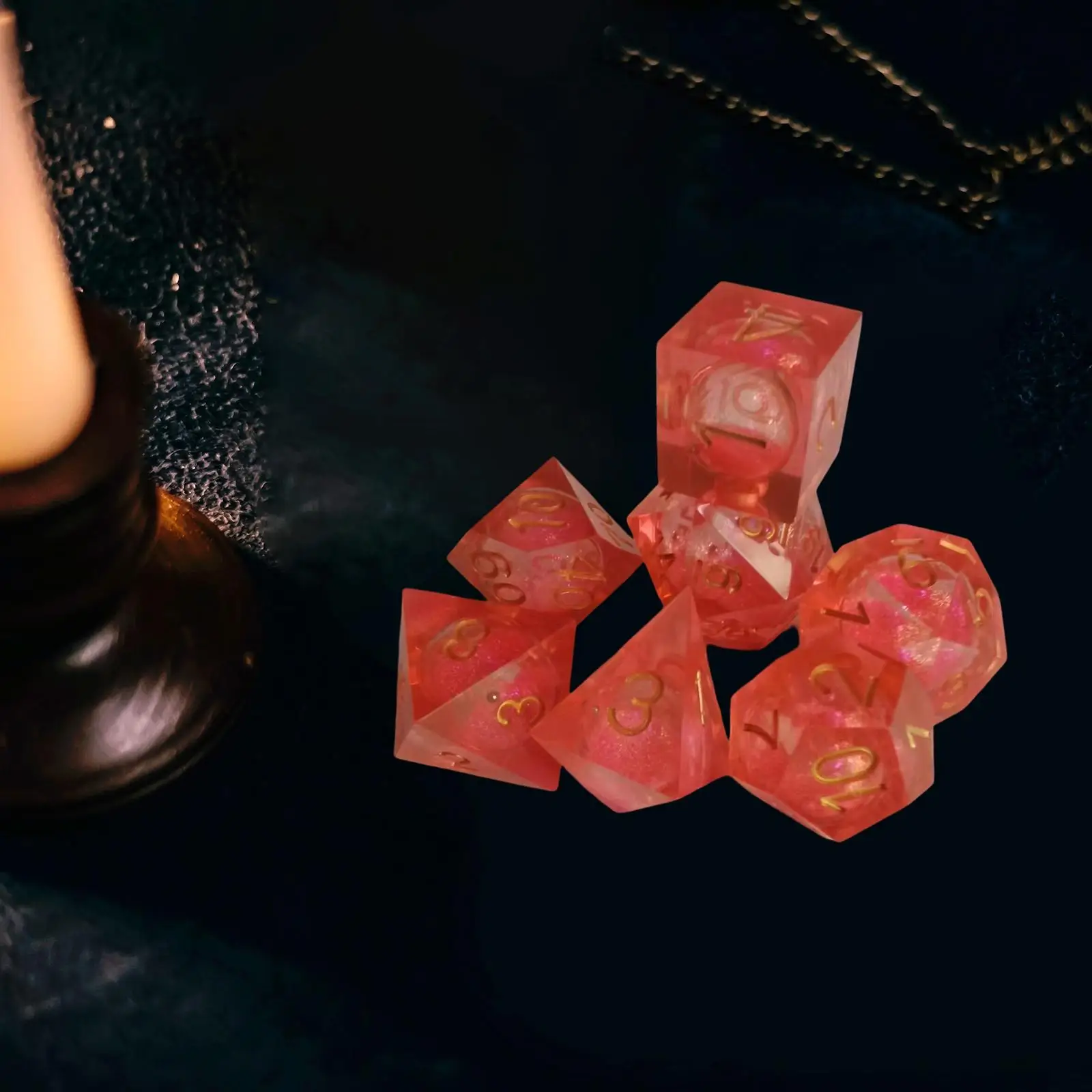 7 Pieces Dice Set D20 D12 D10 D8 D6 D4 Party Game Dices Resin dices Set Multi Sided Game Dices for KTV Bar Card Games