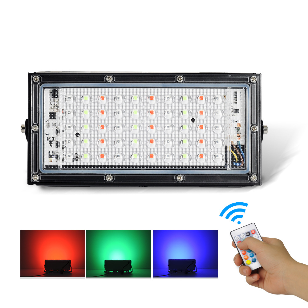 rgb led holofote cor mudança luzes de inundação ao ar livre prova dremote água luz de inundação com controle remoto