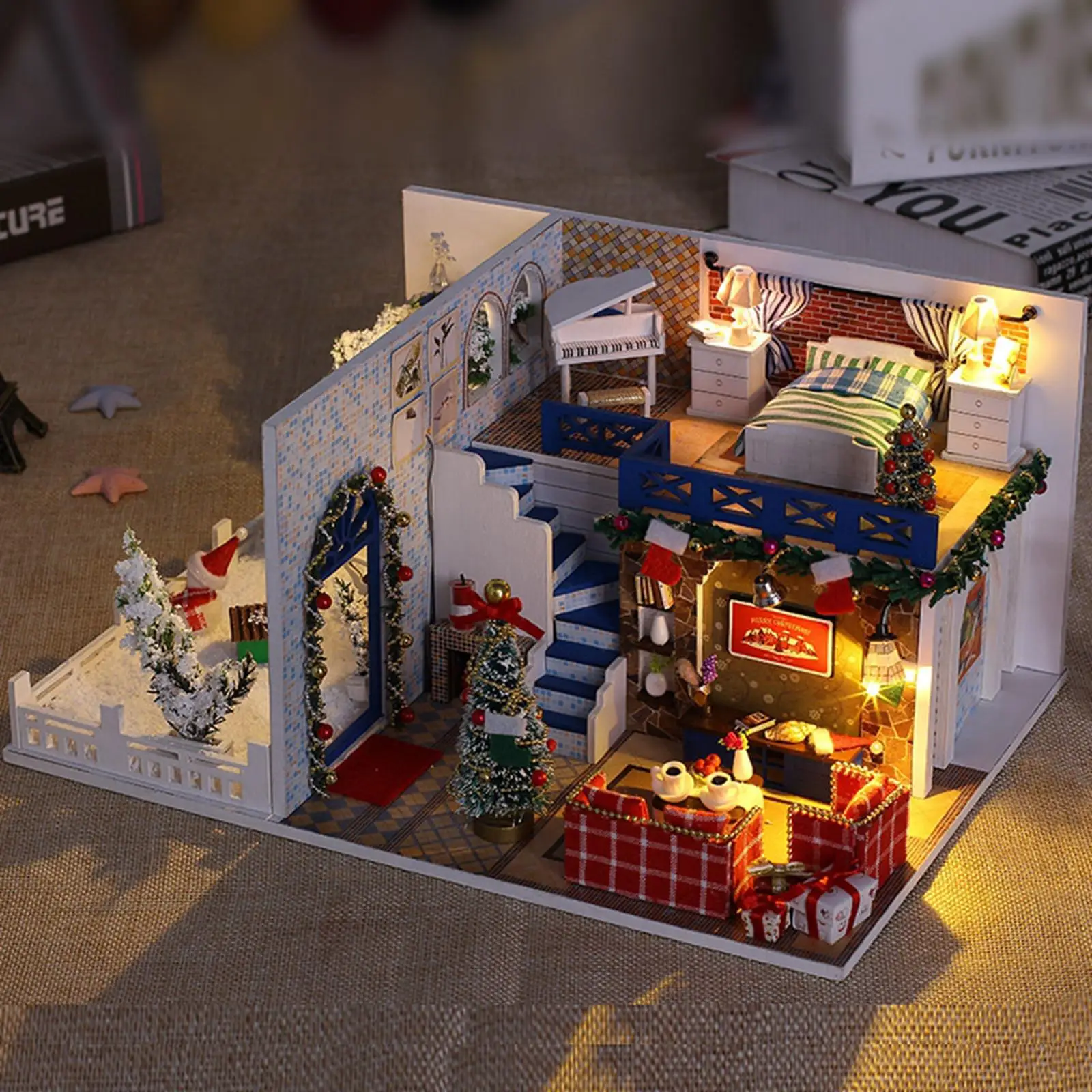 Self-Assembly Miniature  Kits s House with  And LED