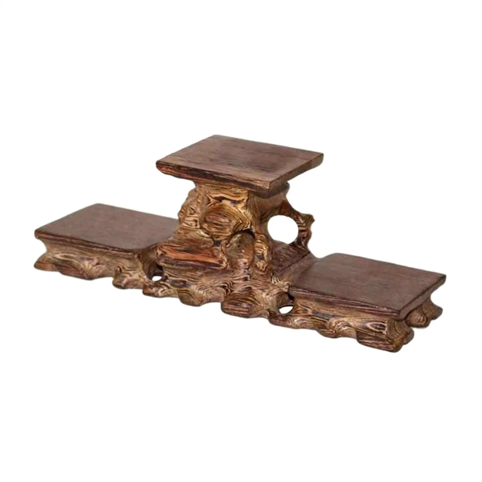 Wooden Stone Display Stand Teapot Base Collectibles Circular Wooden Base for Photography Props Desktop Living Room Decoration