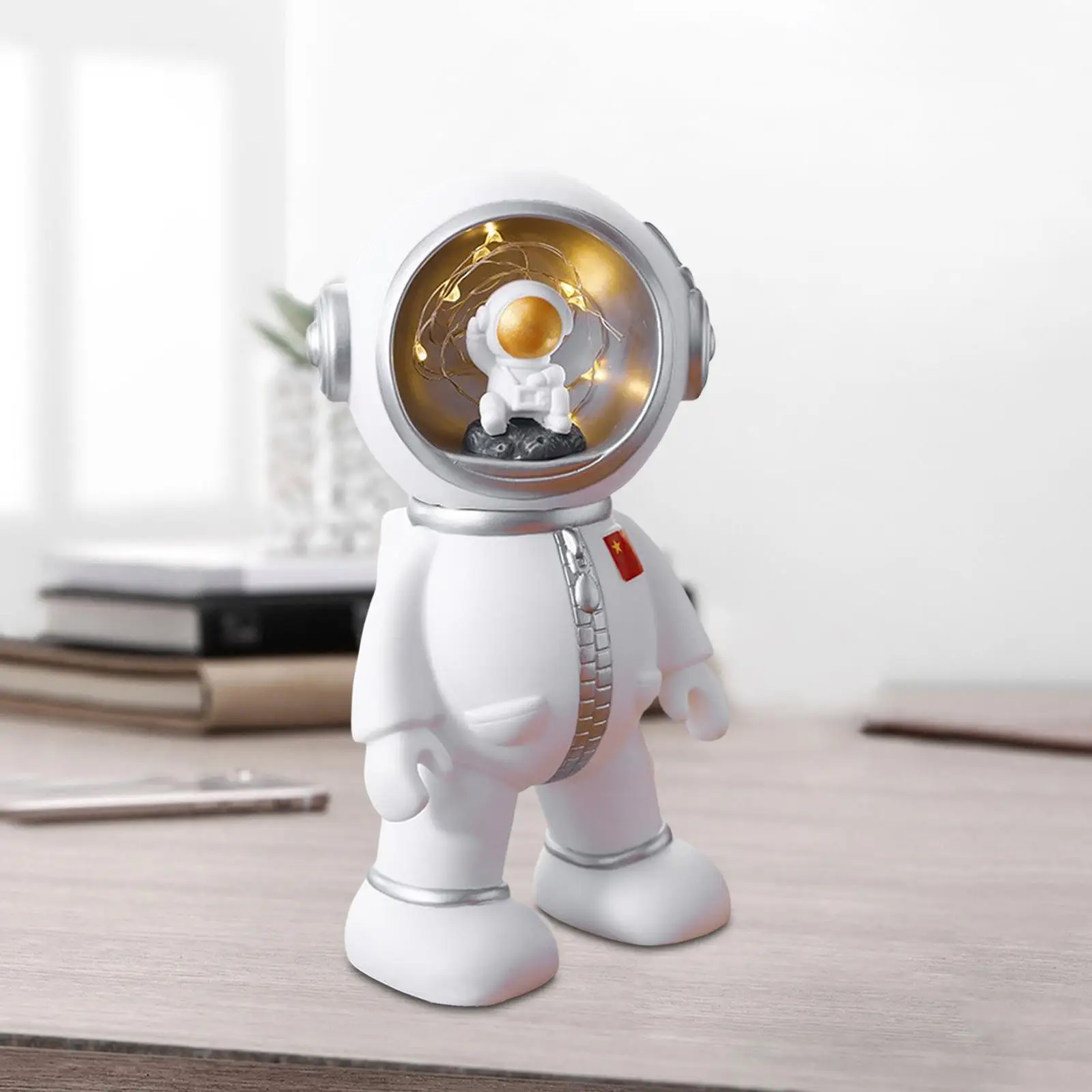 Portable Astronaut Piggy Bank Decorative with Lamp Coin Box for Girls Tabletop Gifts