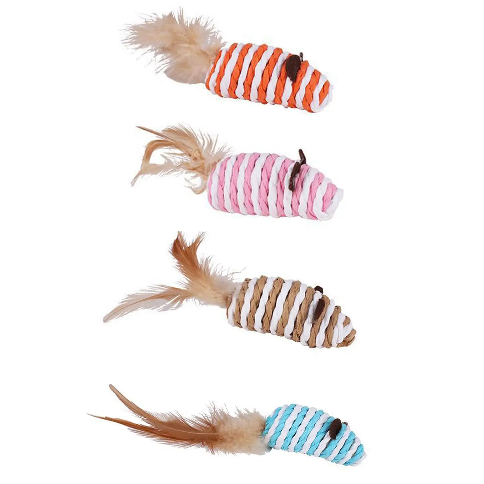 Woven False Mice Cat Toys Little Mice Size Paper Rope Small Durable Pets Toys for Interactive Play Fetch Pets Training Kitten