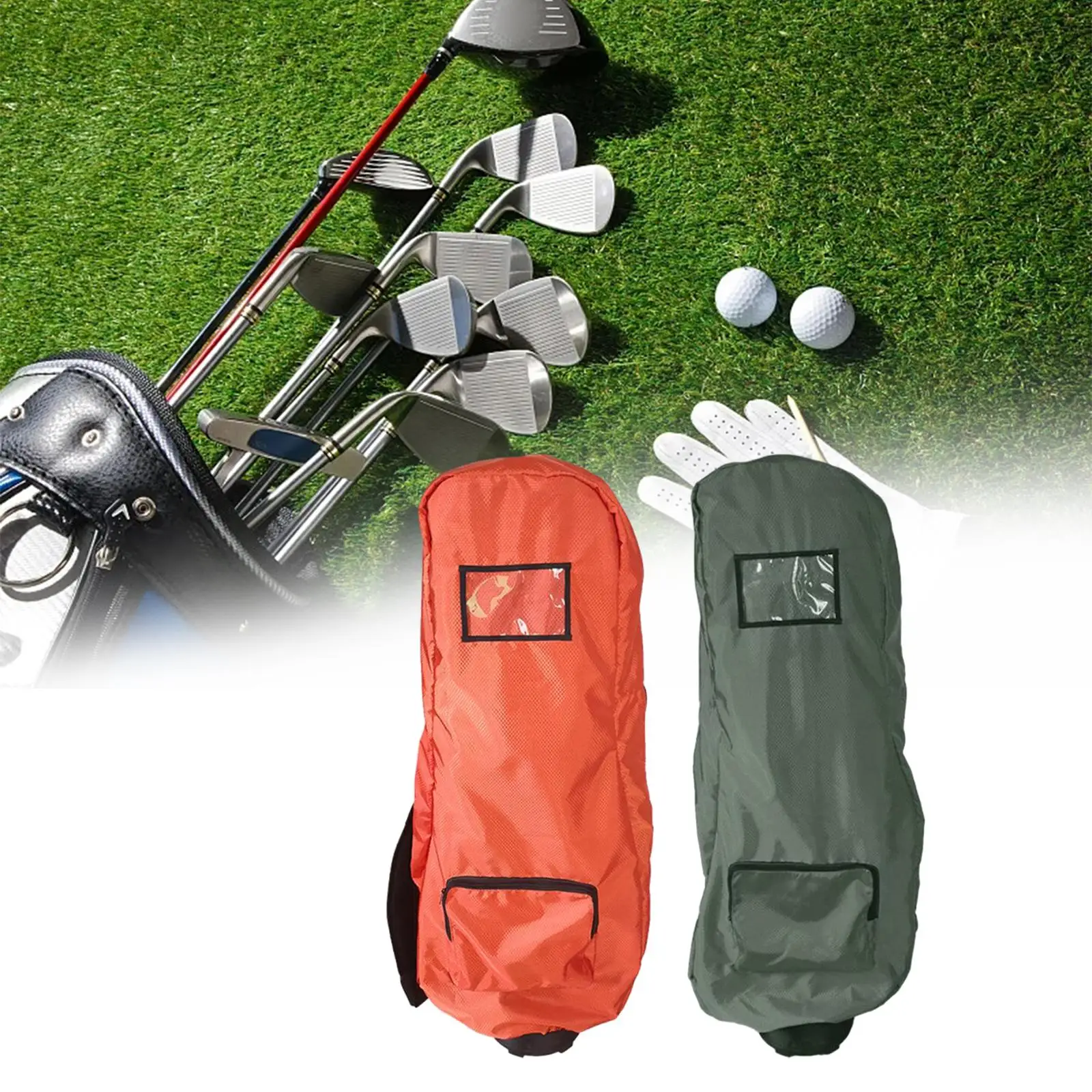 Golf Bag Rain Cover Club Cases Dustproof Pouch Rain Protection Cover for Driving Range Golf Push Carts Outdoor Travel Golf Clubs