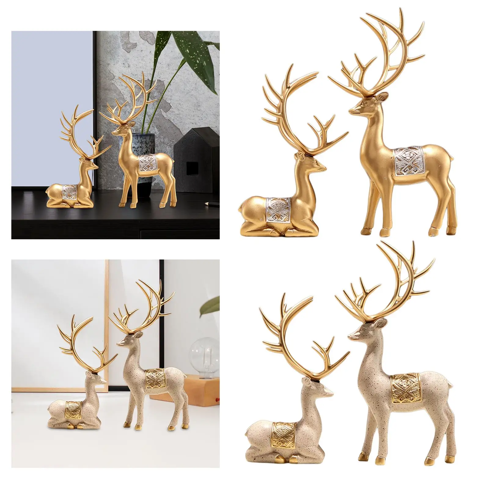 Reindeer Resin Sculpture Furnishing Elk Sculpture for Bookshelf Home Cabinet