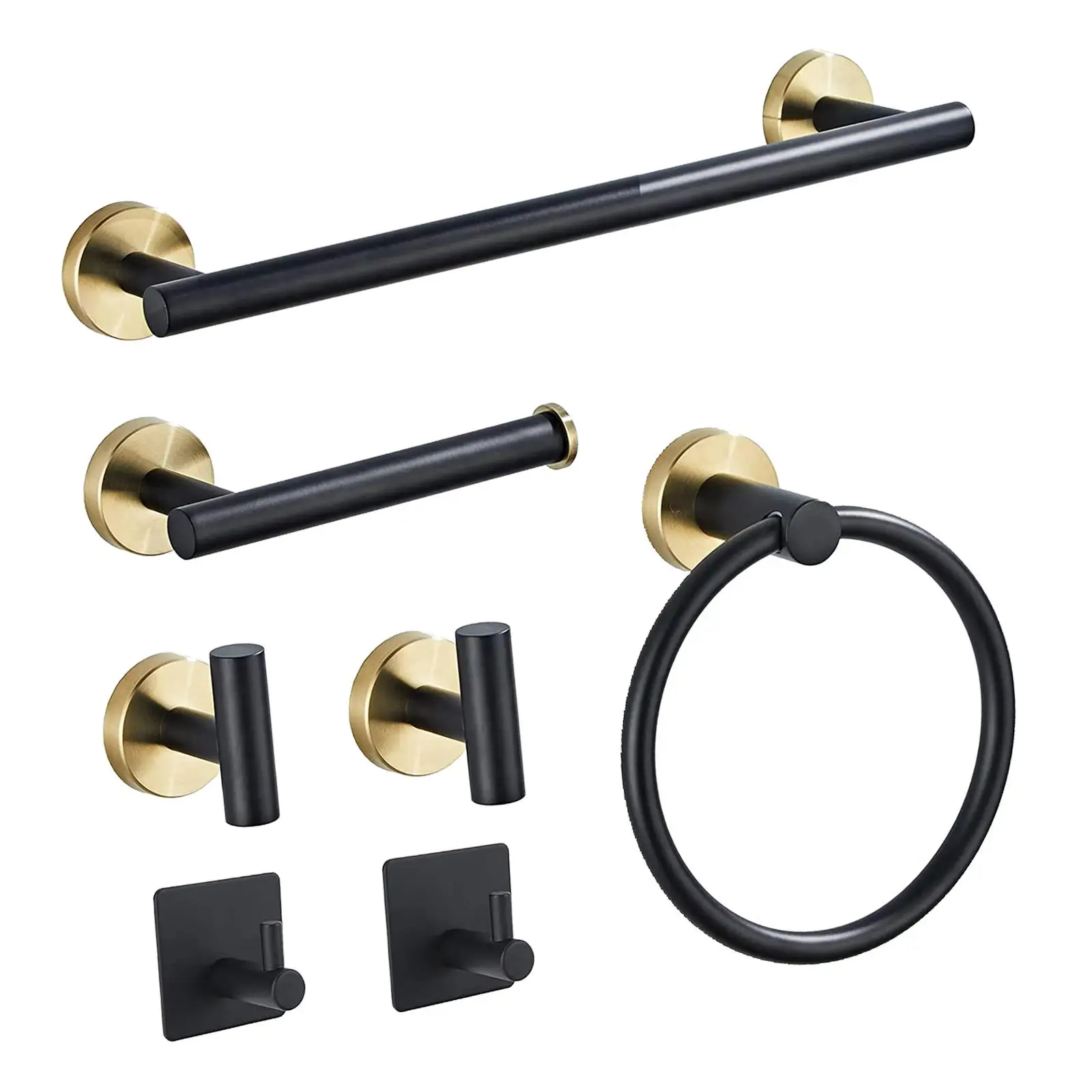 Wall Mounted Bath Hardware Set Hand Towel Bars Bath Towel Holder Tissue Roll Holder Towel Hooks for Washroom Home Room Hotel