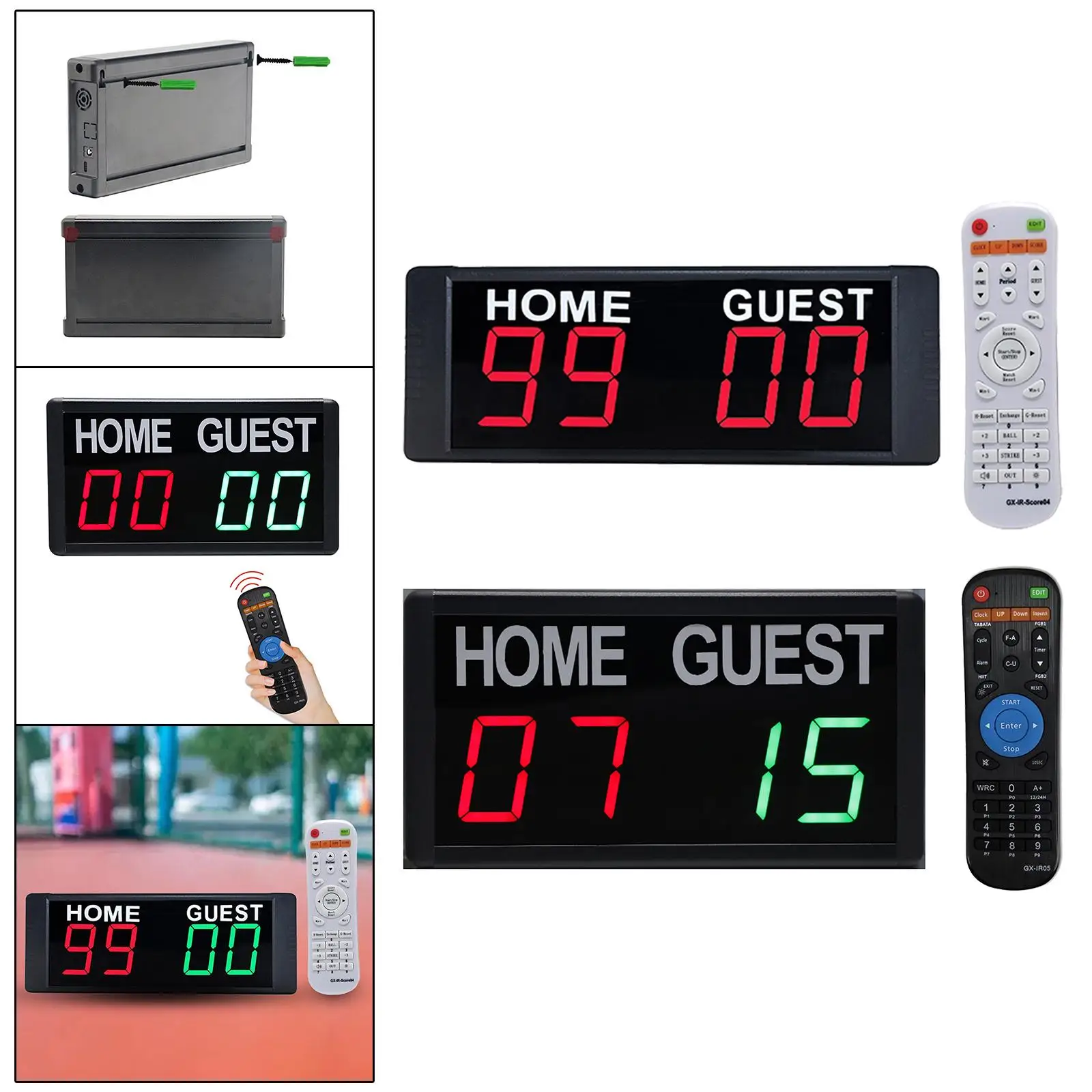 Wall Mounted Electronic Digital Scoreboard Remote Control Score Keeper Counter for Basketball Soccer Badminton Sports Wrestling