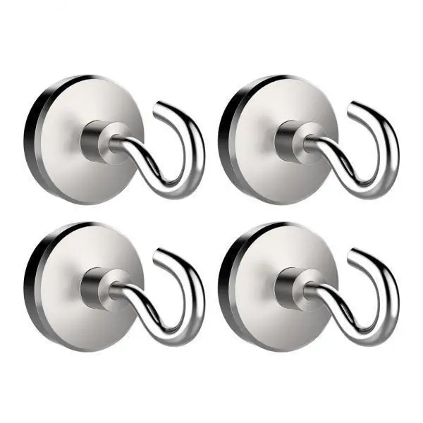 13X 4pcs Magnetic Hooks Hangers for Bathroom Kitchen Bedroom Garage 16mm Base