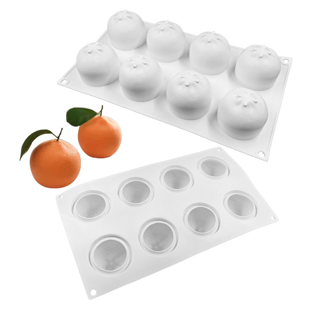 8 hohlraum Orange Silikon Form Obst Mousse Mould Citrus Kuchen Dessert Mouler Mandarine Gebäck Formen Küche Zubehör – Detail 3
