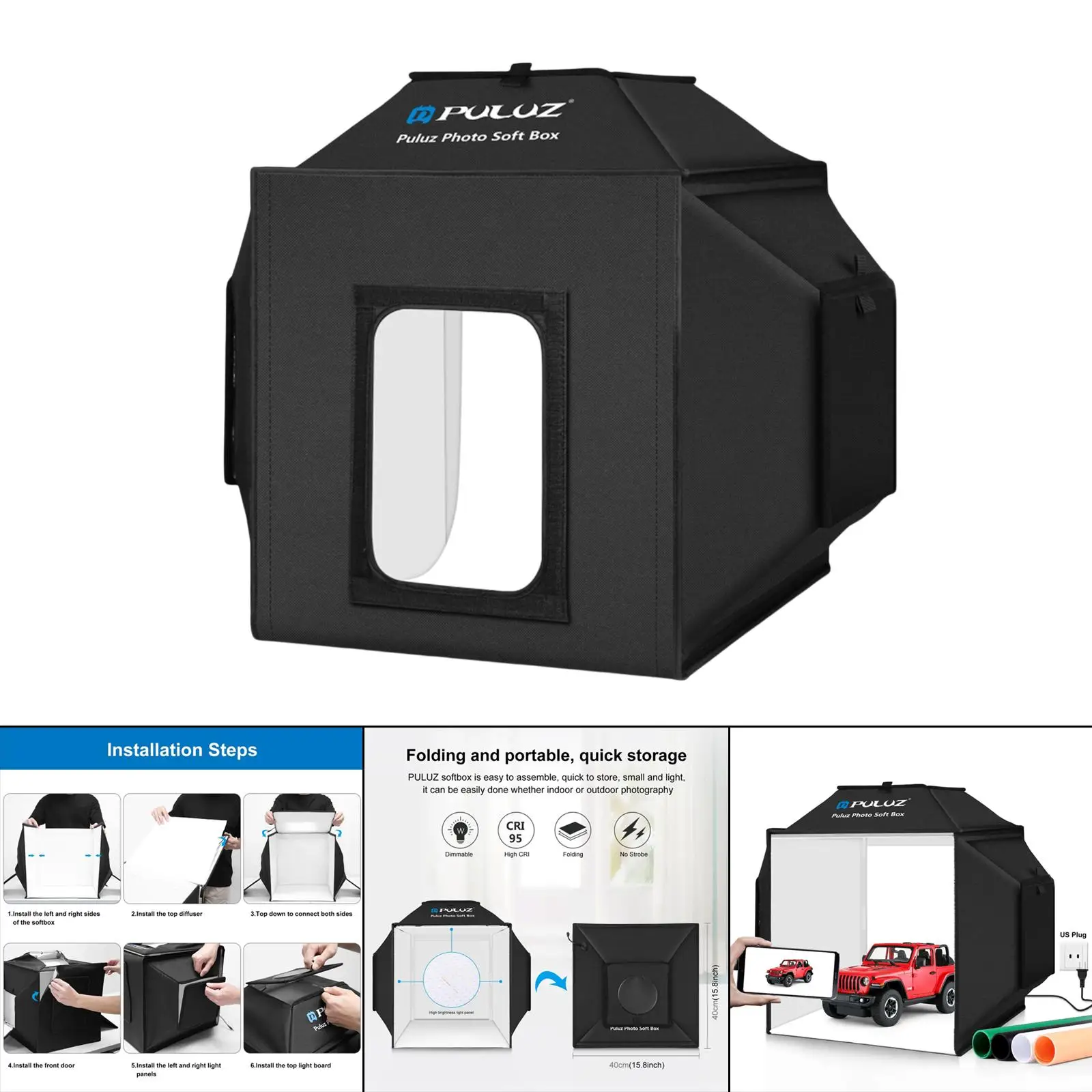 40cm Folding Photo Photography Studio Lights Box Quick Assemble Accessory with EU Standard Plug