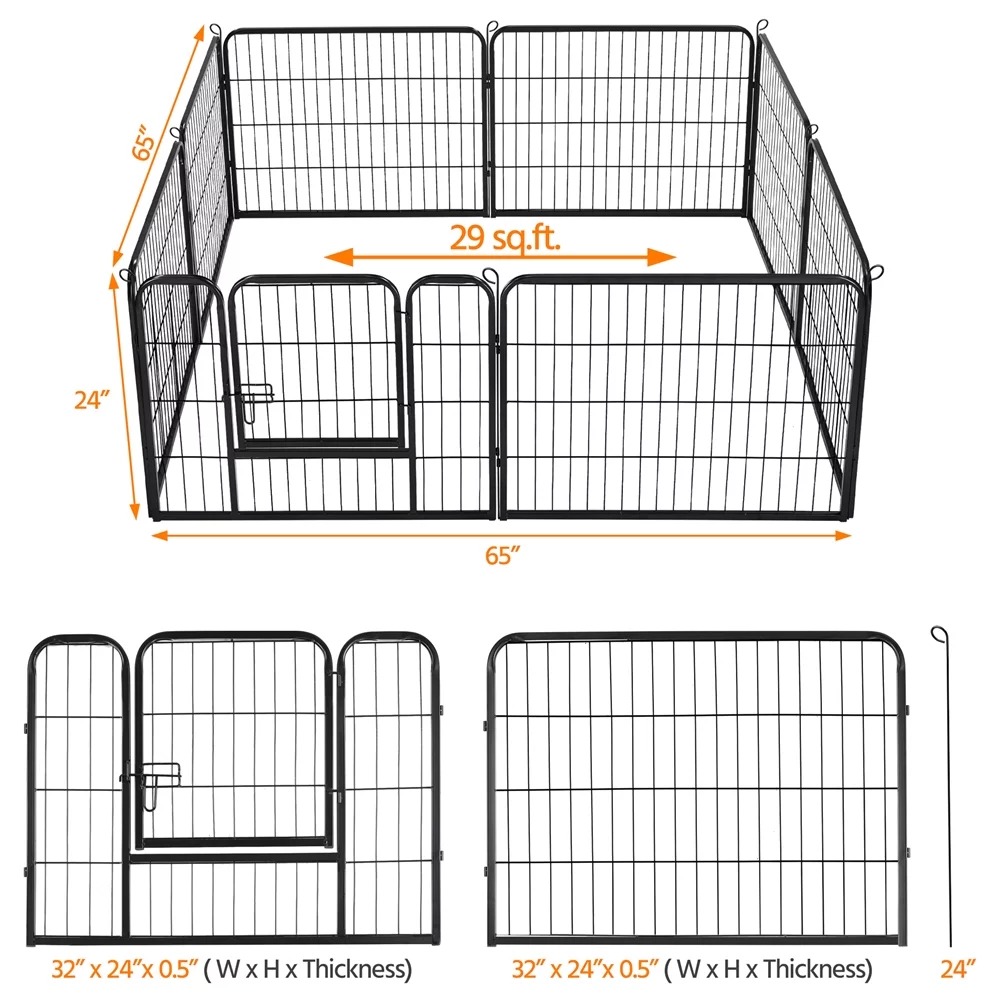 Высокопрочный Железный манеж для собак 24 дюйма, 8 панелей, дом для собак,  черный домик для собак | AliExpress
