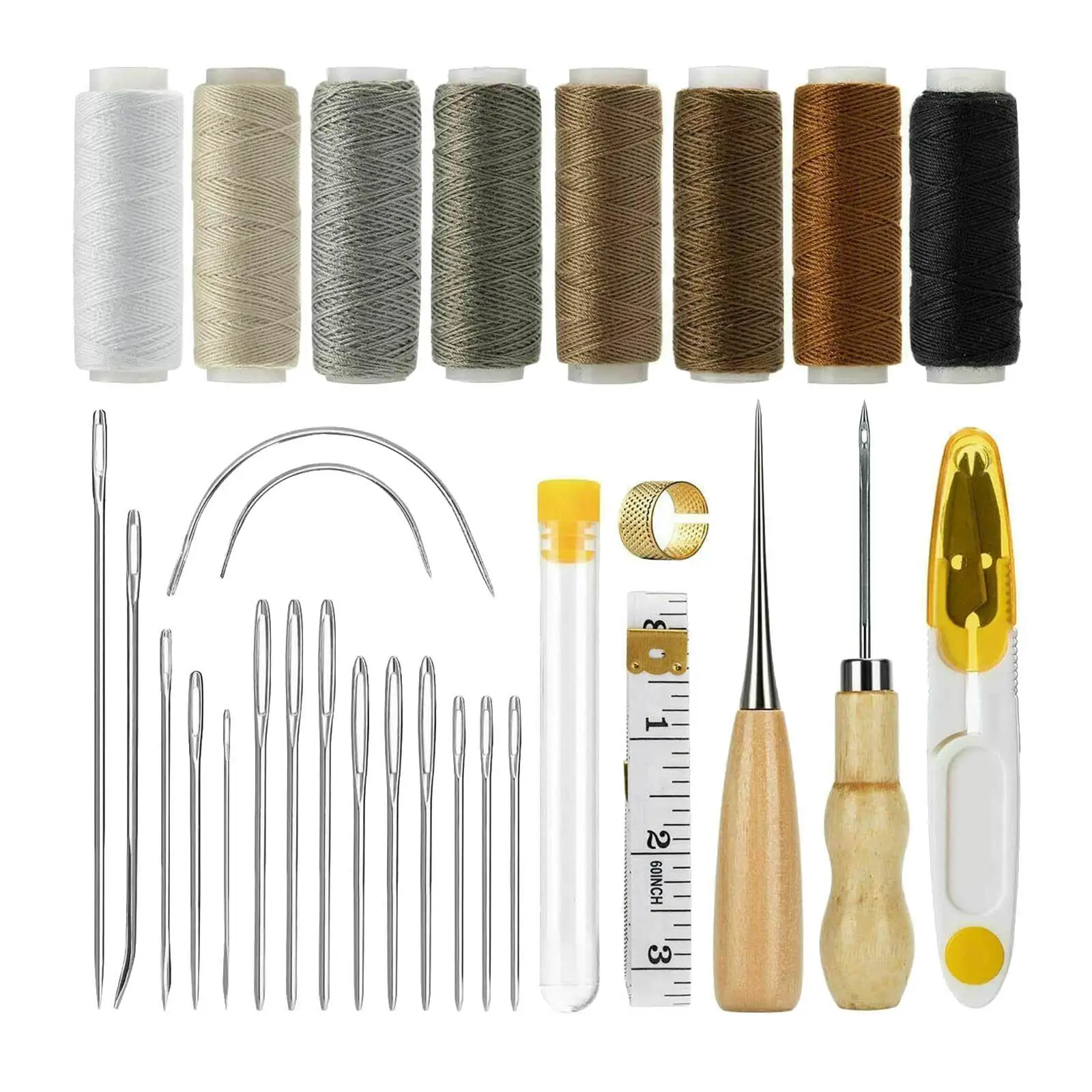 29Pcs Leather Sewing Upholstery Repair Kit, Leather Sewing Kit for Beginners and Professionals Leather Craft DIY