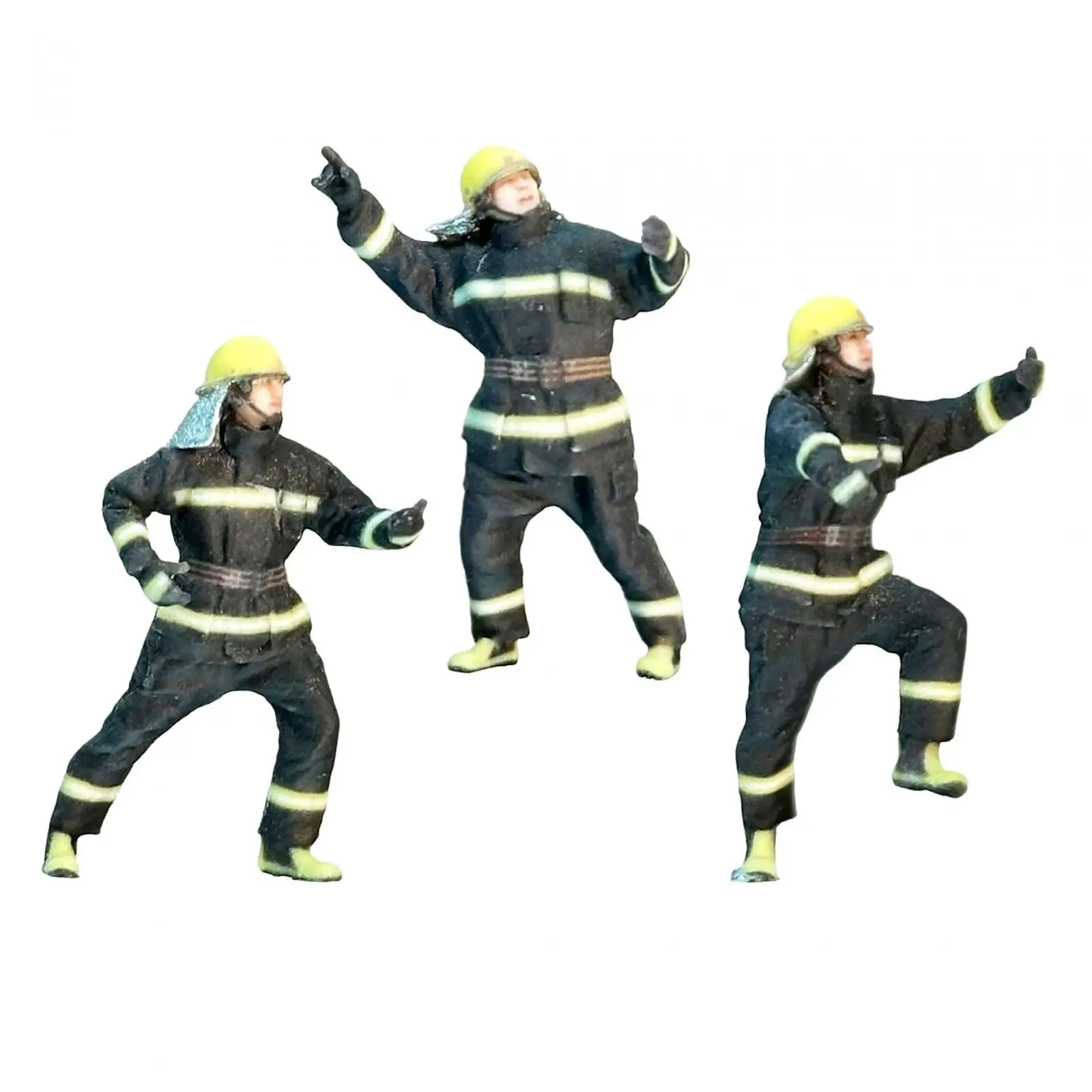 3 Pieces Miniature Firefighter Figures Realistic Model Trains People Figures for Diorama Micro Landscapes Decor Accessories