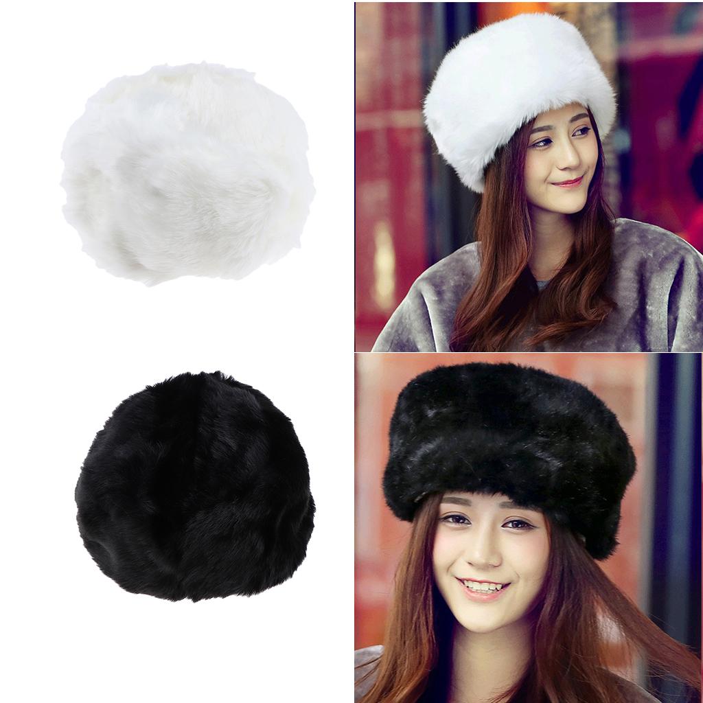 Men Ladies Warm Russian Cossack Winter Hat  Snow Ski black and white Cap