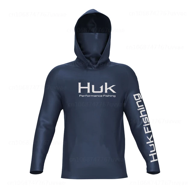 HUK Fishing Hoodie Shirts Face Mask Men Long Sleeve Performance Uv