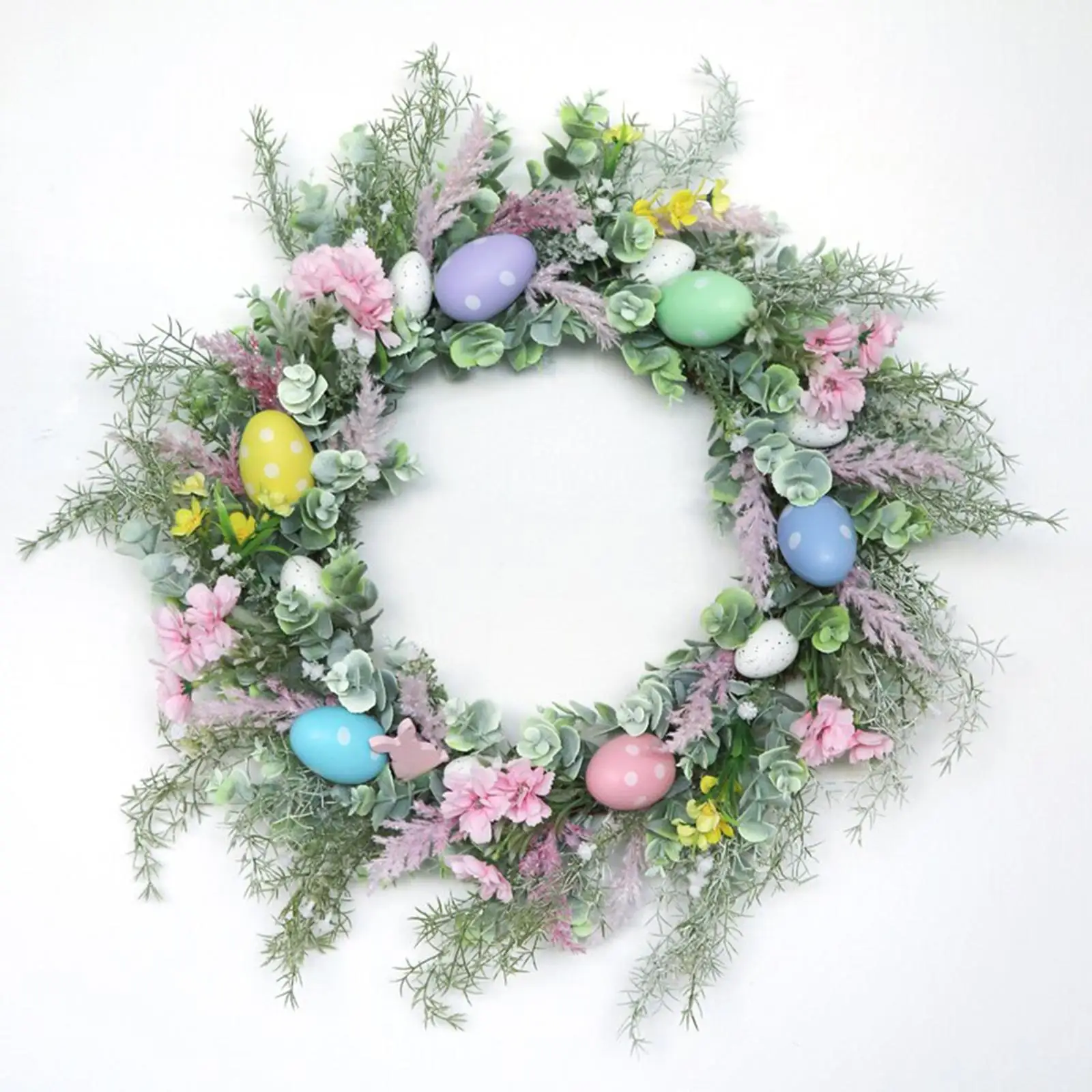 45cm Easter Egg Flower Garland, Front Door Wall Hanging, Window Decorative Greenery Garland for Home Decor