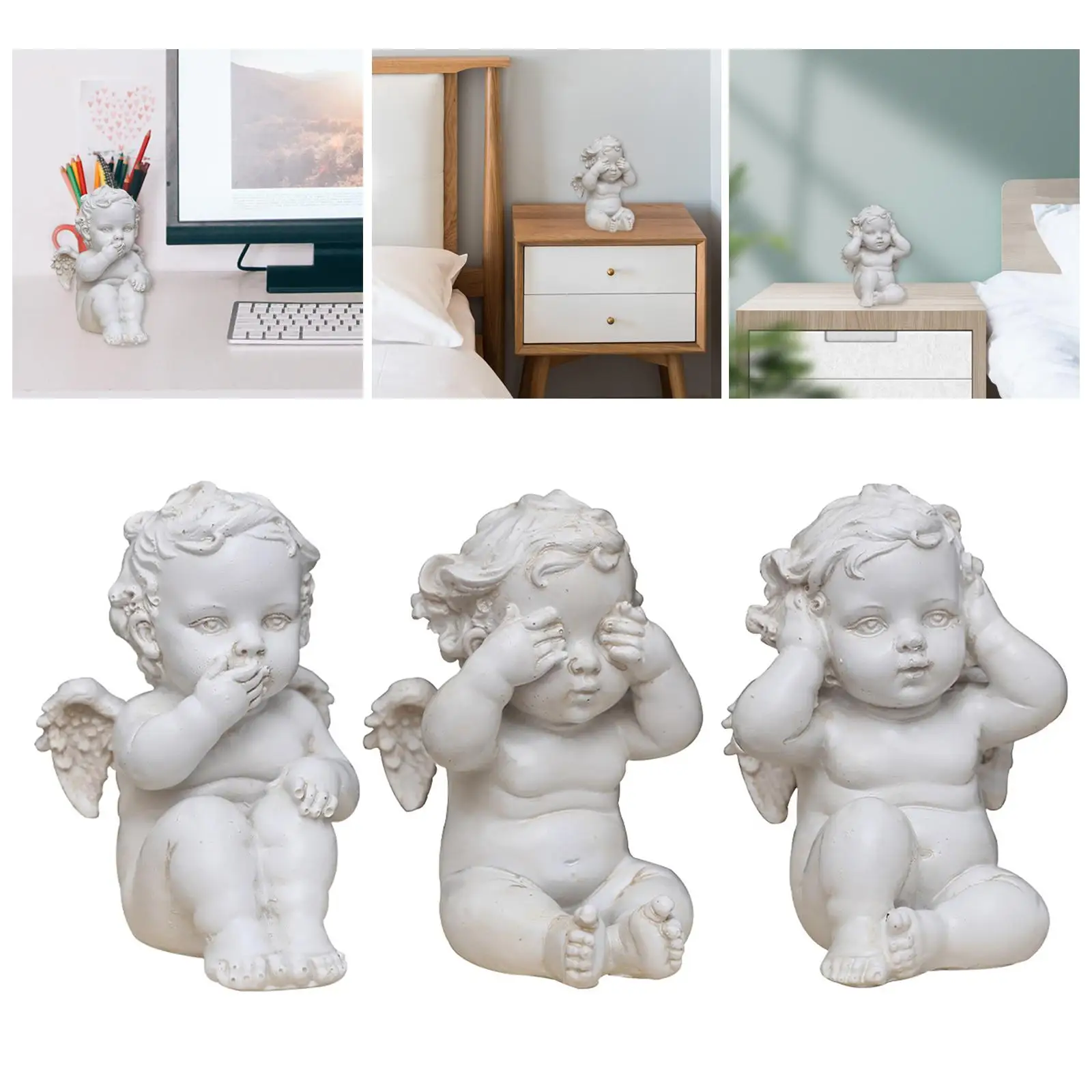 Nordic  Angle Statue Wing Rememberance Statue Memorial Statue Baby Praying Memorial for Home Table Decoration Patio