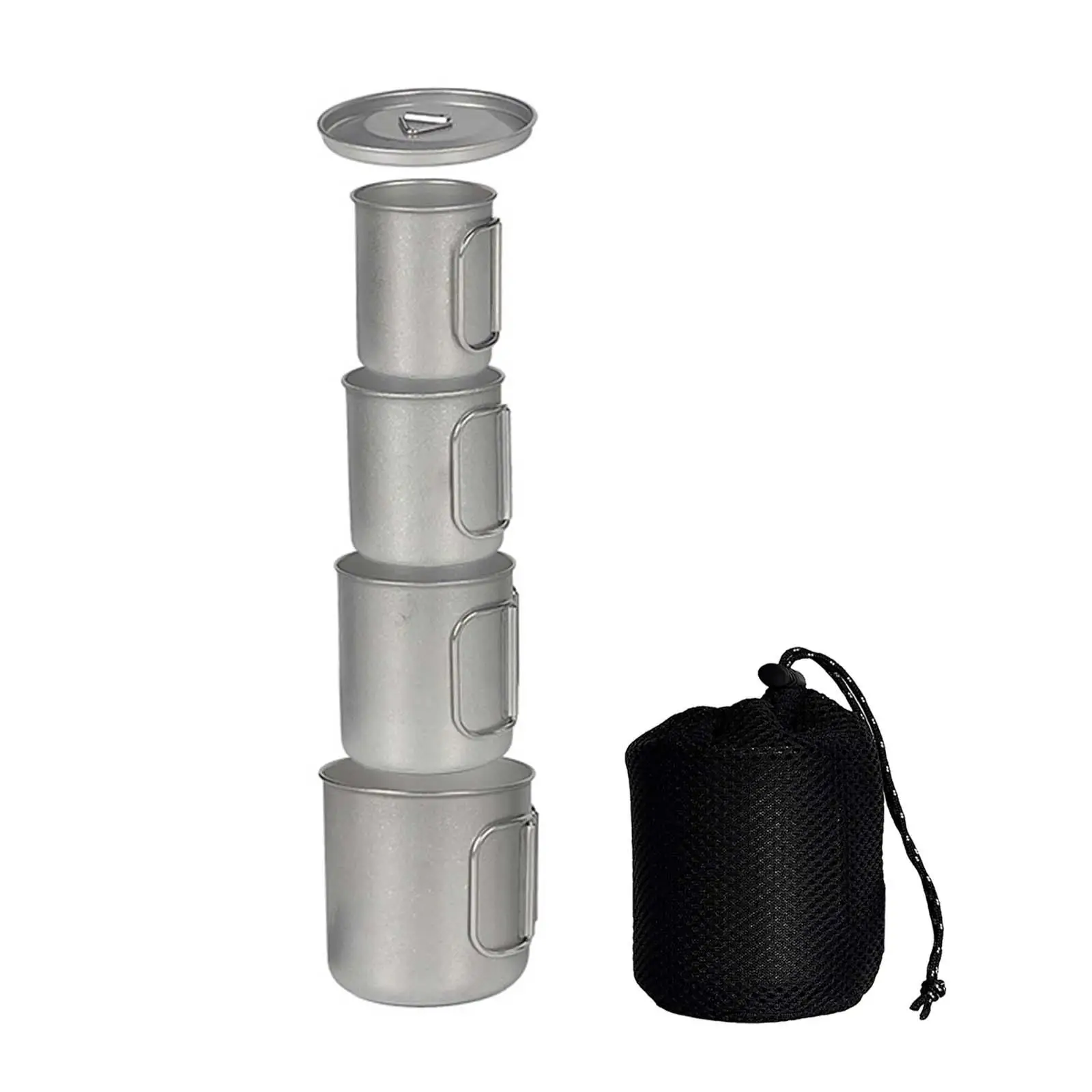 4x Water Cup Mug Teakettle Water Bottle 25oz Tea Coffee Mugs with Lid Camping Cup Pot Stackable Cups for Mountaineering Barbecue