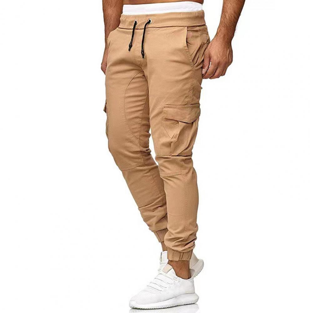 Description Picture 6 of itemMen Pants Elasticated Ankle Pants Stylish Men's Cargo Pants Ankle-banded Drawstring Multi Pockets Slim Fit Streetwear for Plus