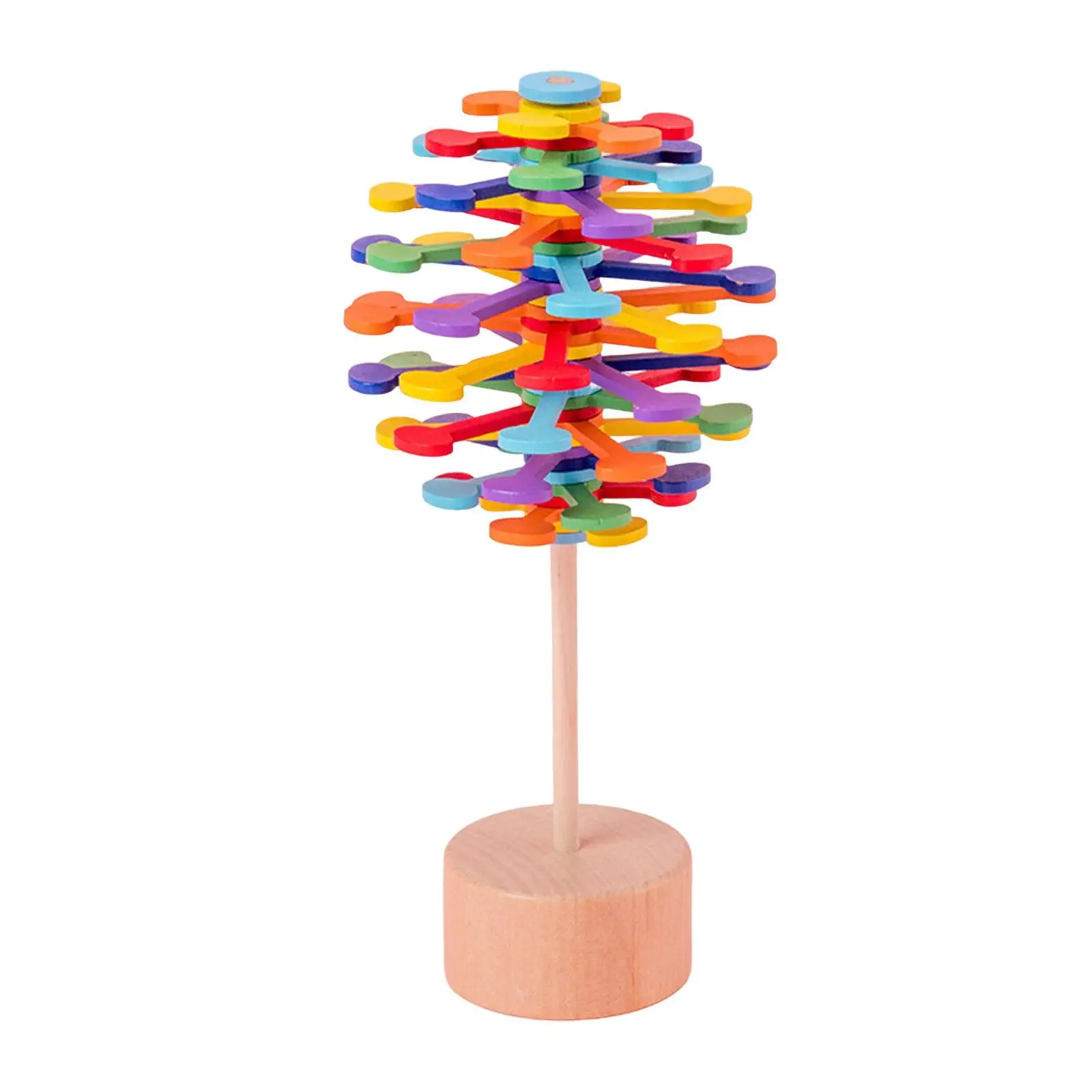 Wooden Rotary Spiral Lollipop Sensory Toys Vent Toys Desktop Decoration for Christmas