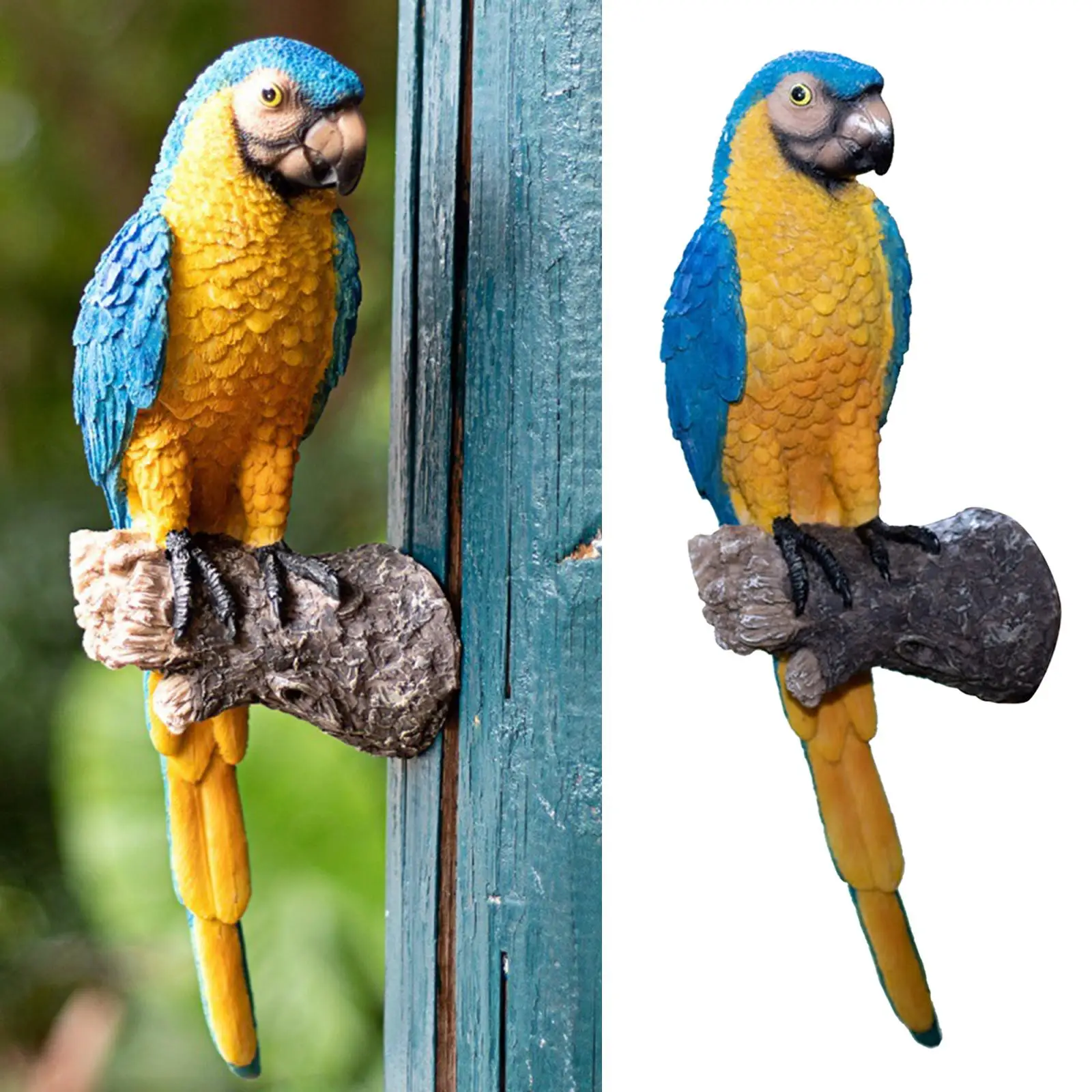 Garden Parrot Statue Wall Mount Lifelike Tree Macaws Decoration Accessories