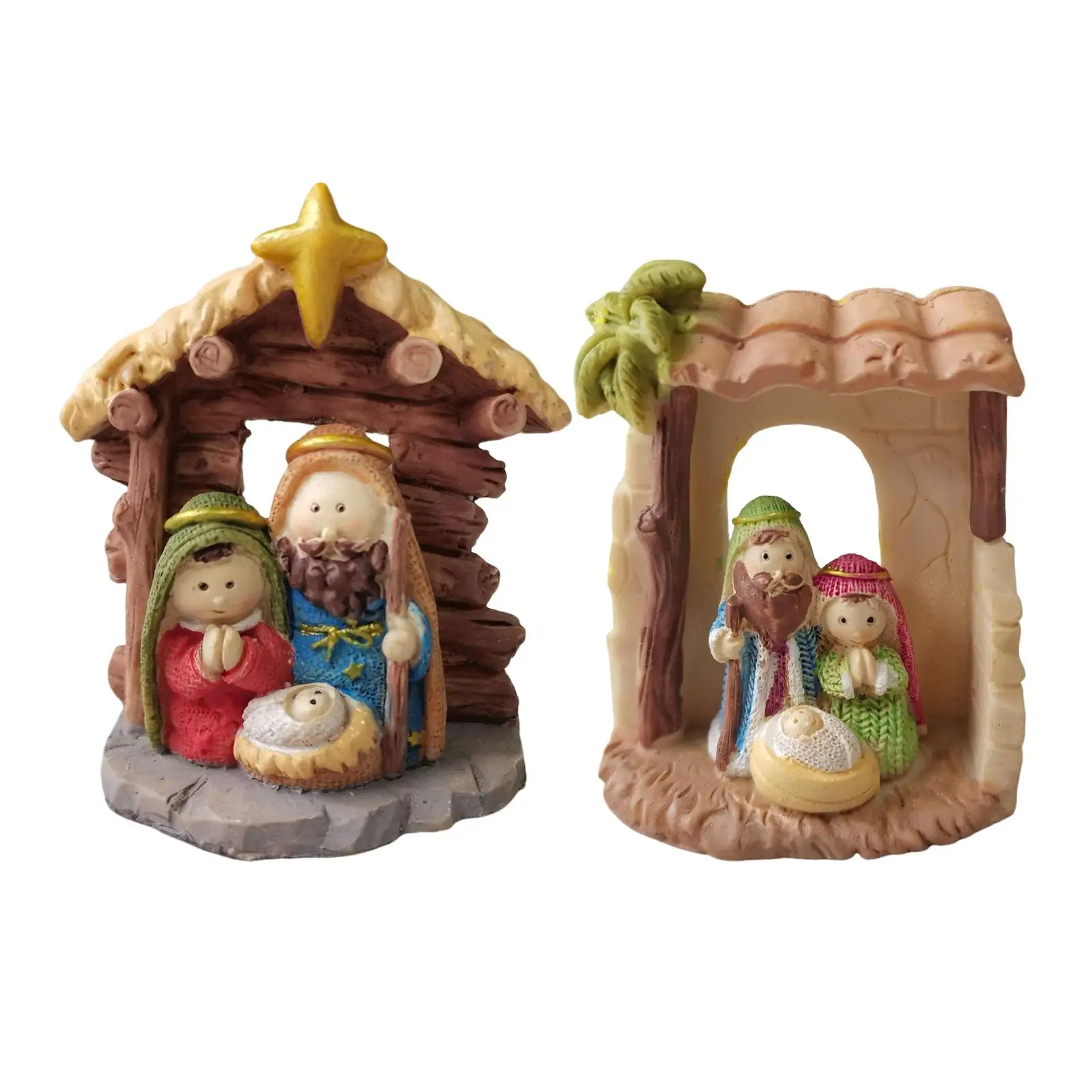 Holy Family Figurine Catholic Joseph Jesus Mary Mother Sculpture Nativity Scene Resin for Table Home Living Room Indoor Ornament