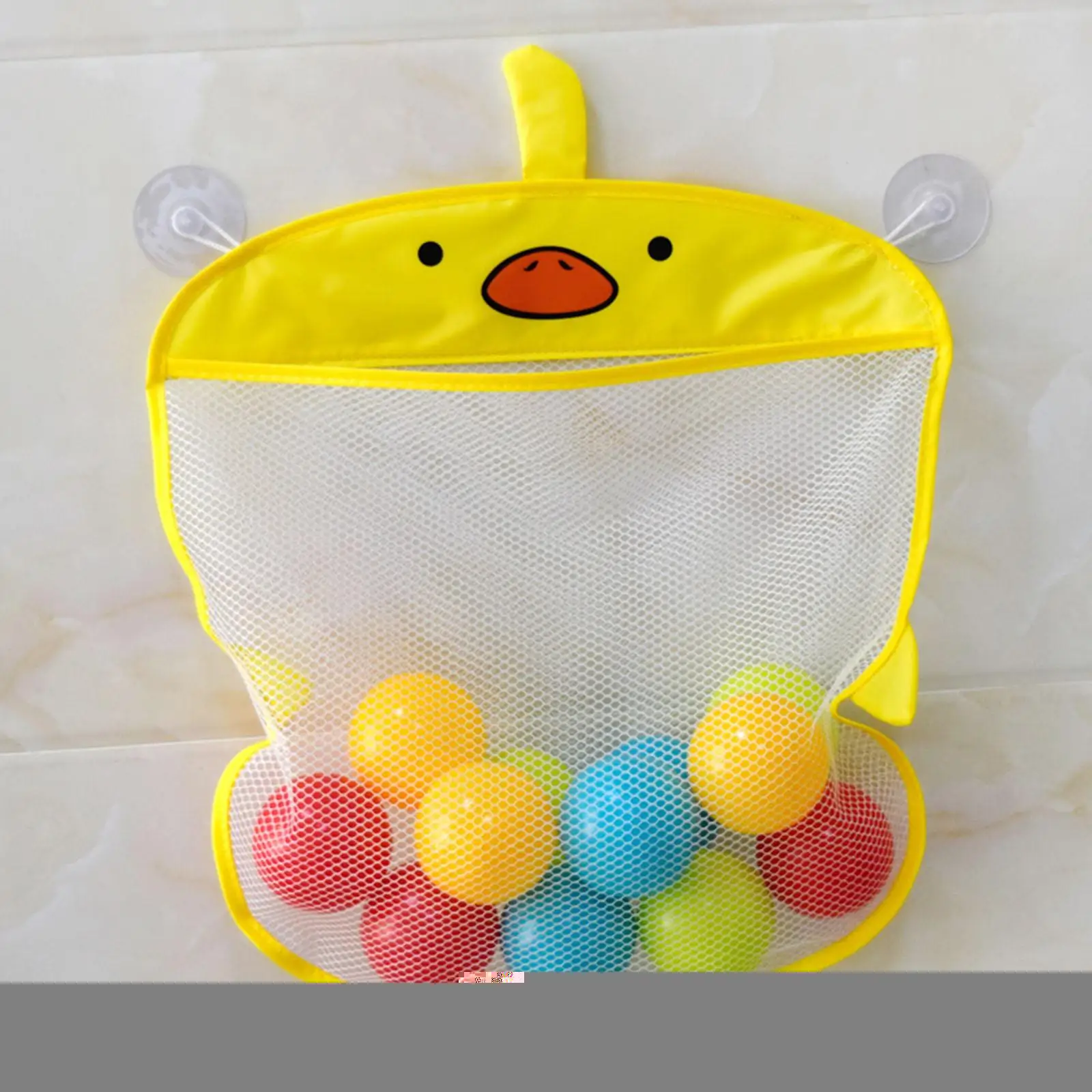Hanging Toy Storage Mesh Bag Mesh Beach Bag with Suction Cups Quick Drying Toy Organizer Mesh Bag for Boys Girls Toddlers Baby