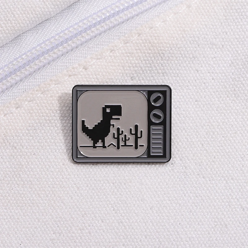 Pixel Dinosaurier Drache TV Emaille Pin Brosche Tier Abzeichen Metall Schmuck individuelles Geschenk Revers Großhandel Rucksack Hut Zubehör – Detail 9