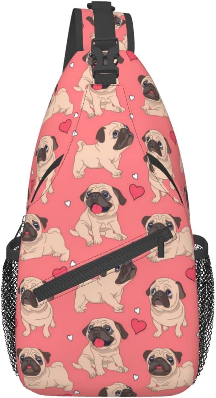 mulheres, pug engraçado dos desenhos animados, cachorro,