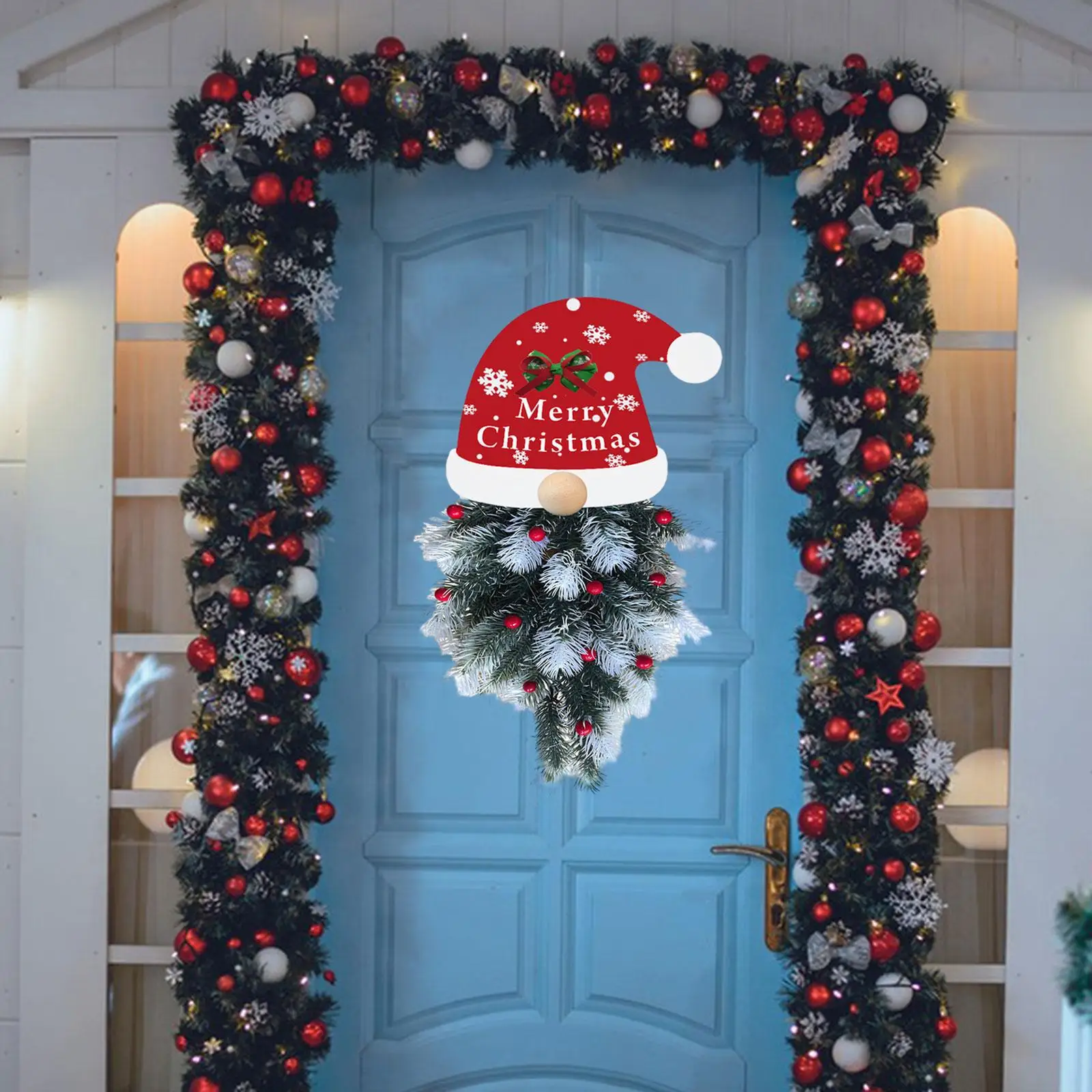 Artificial Christmas Swag with Lights Christmas Gift Women Men Christmas Decoration for Front Door Walls Indoor Outside Stairs