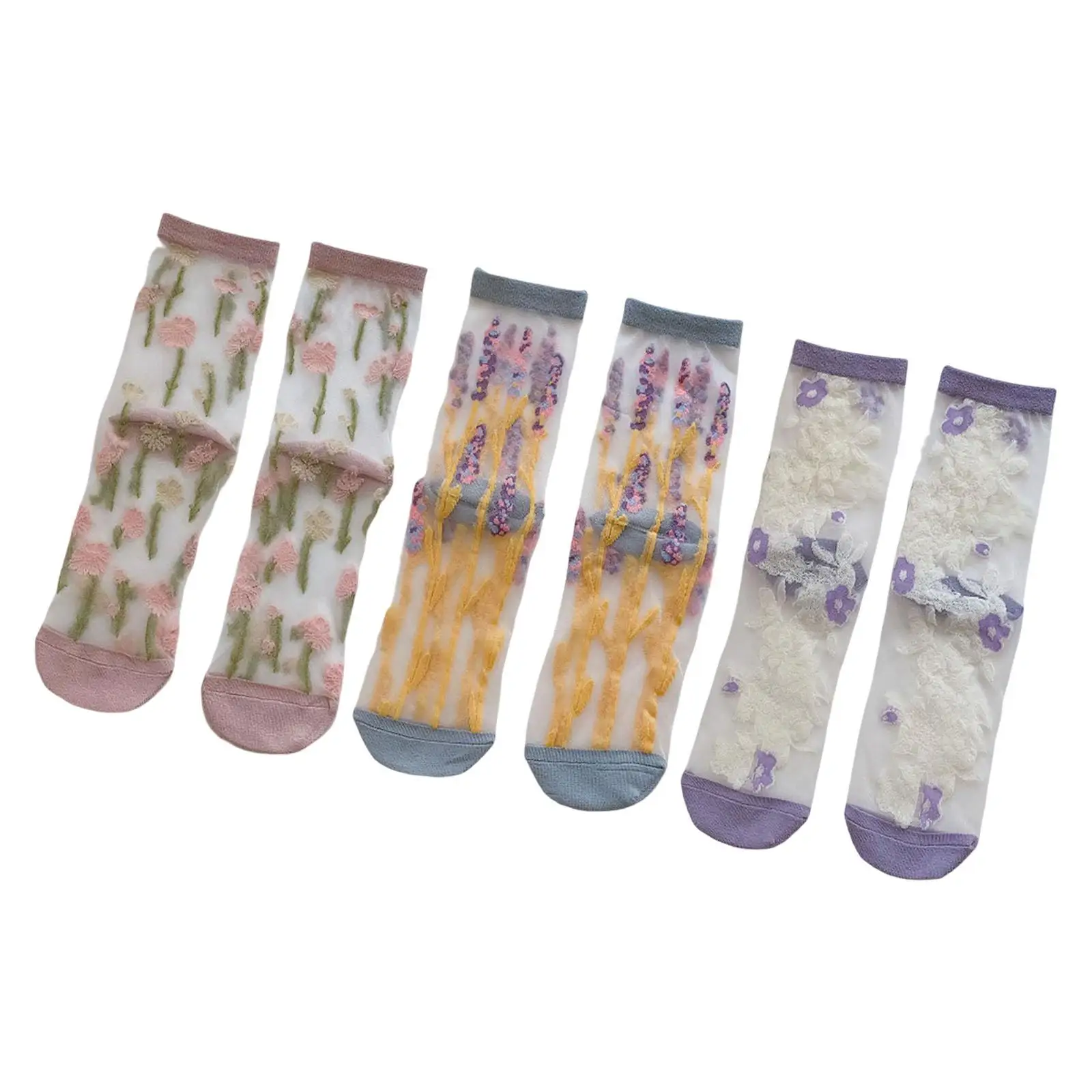 Summer Women Sheer Socks Transparent Fashion Breathable Crystal Glass Socks for Wedding