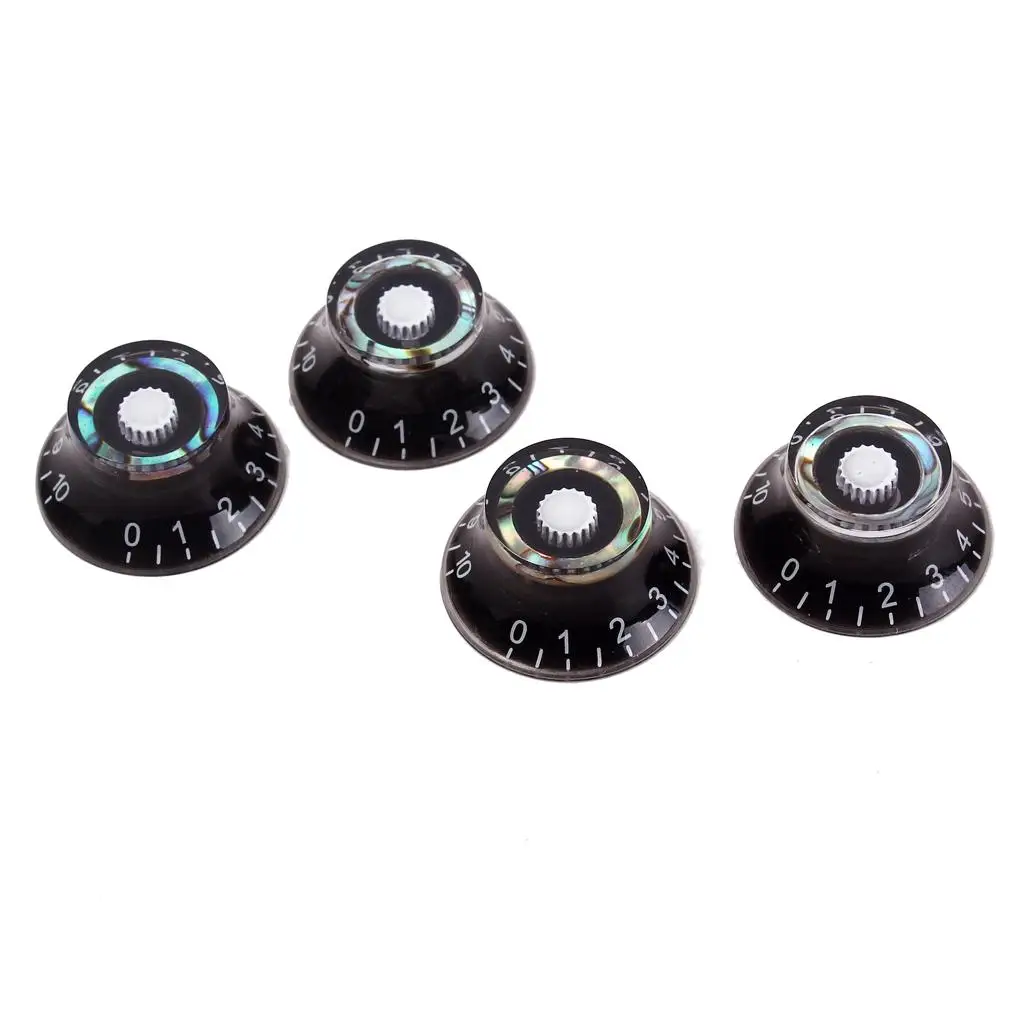 4x Acrylic Guitar Speed Volume Tone Control Knobs For  Black/Shell #2