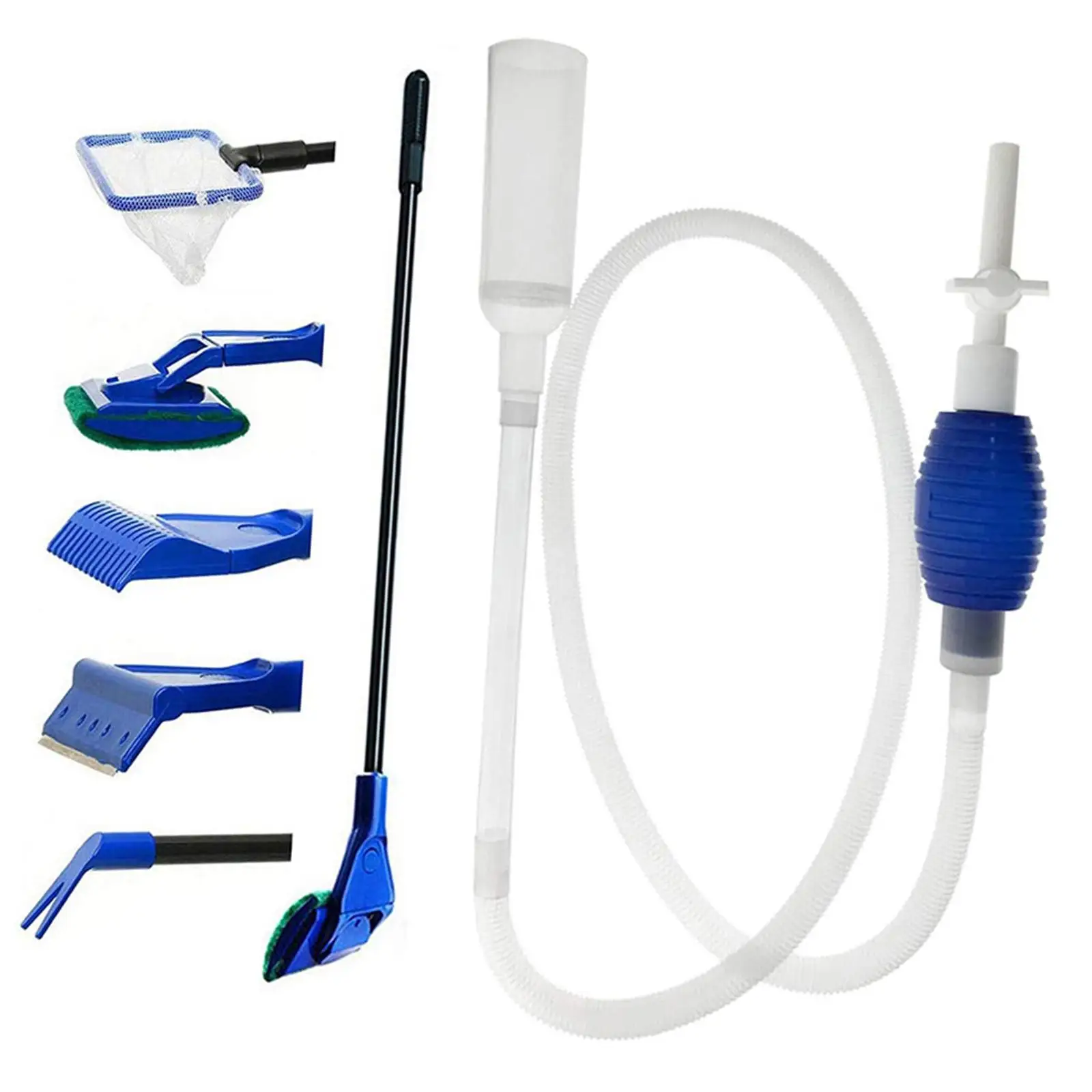 Five Aquarium Tank Cleaning Tool Kit & Aquarium Tank Gravel Cleaner with Siphon Vacuum for Water Cleaning/Changing Tool