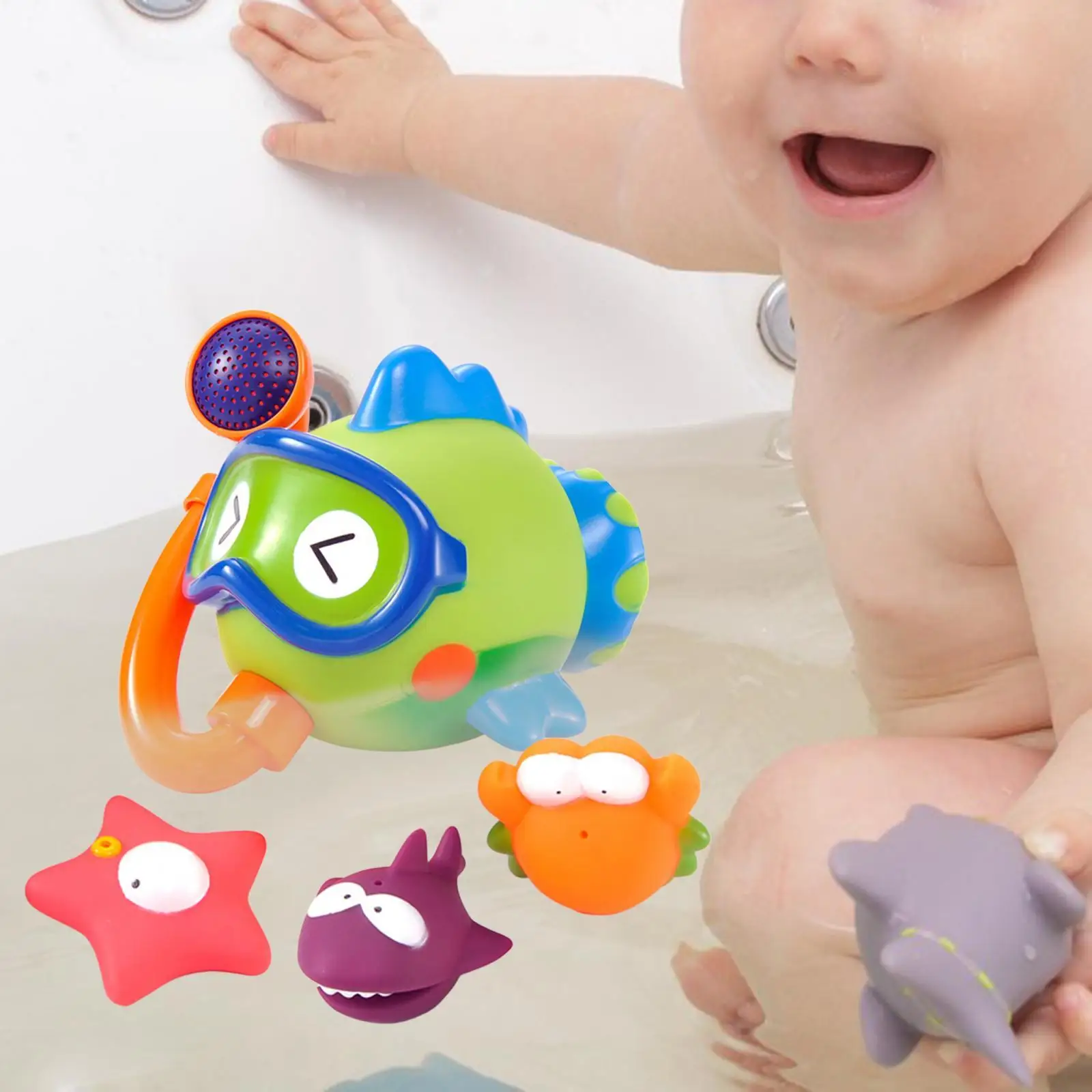 4Pcs Toddlers Bath Shower Toys Ocean Sea Animal Bathtub Toys Bath Tub Toys for Infants Kids Baby Toddlers Great Gifts