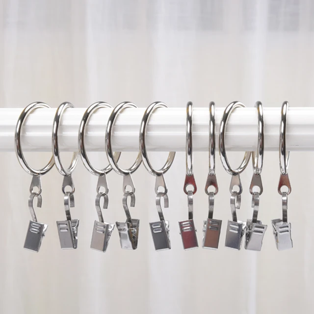 10-Pack Metal Shower Curtain Rings Curtain C Rings Hook Hanger Bath Drape  Loop - AliExpress