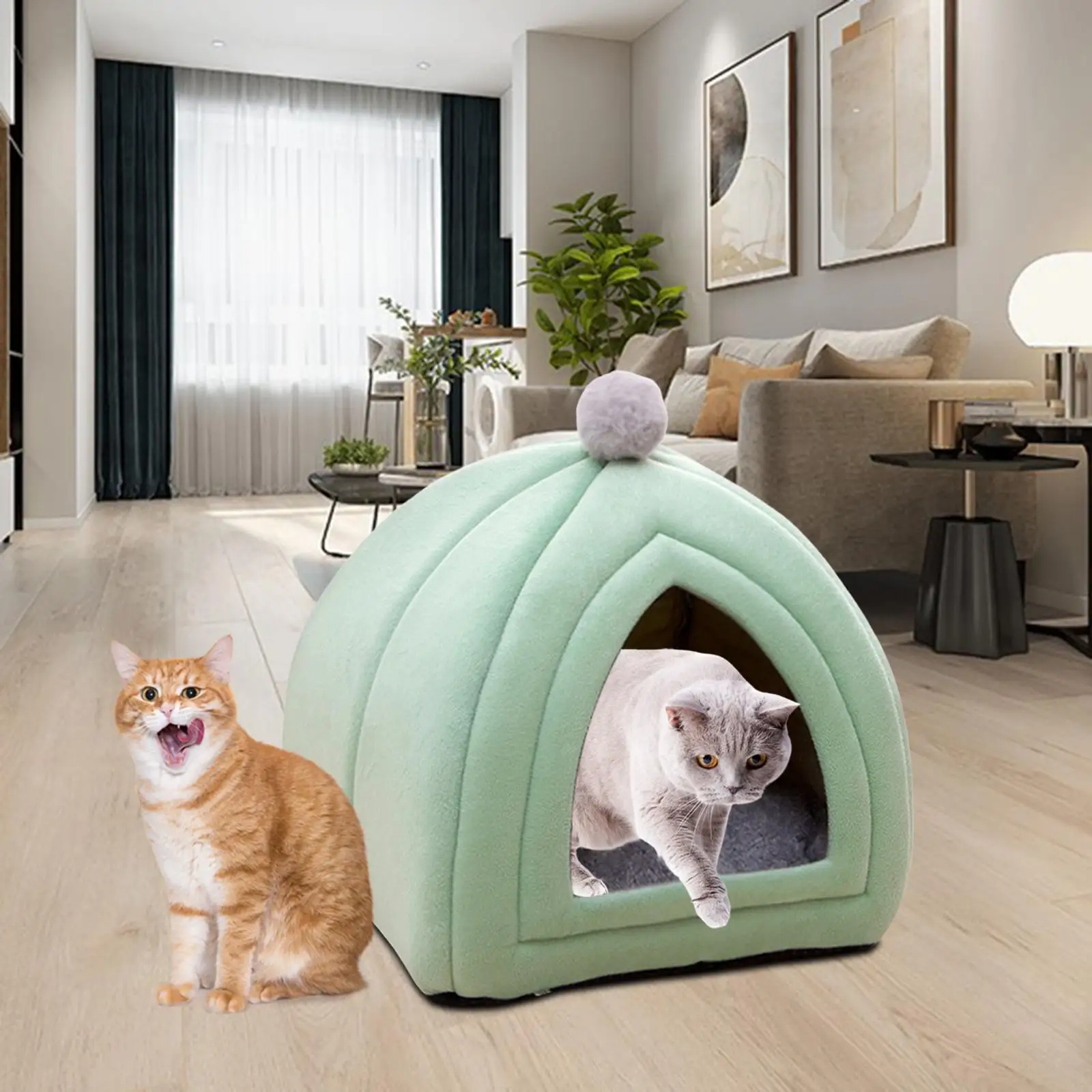 Cat Bed Puppy Kennel Sofa Semi Closed Winter for Cats Dogs Supplies