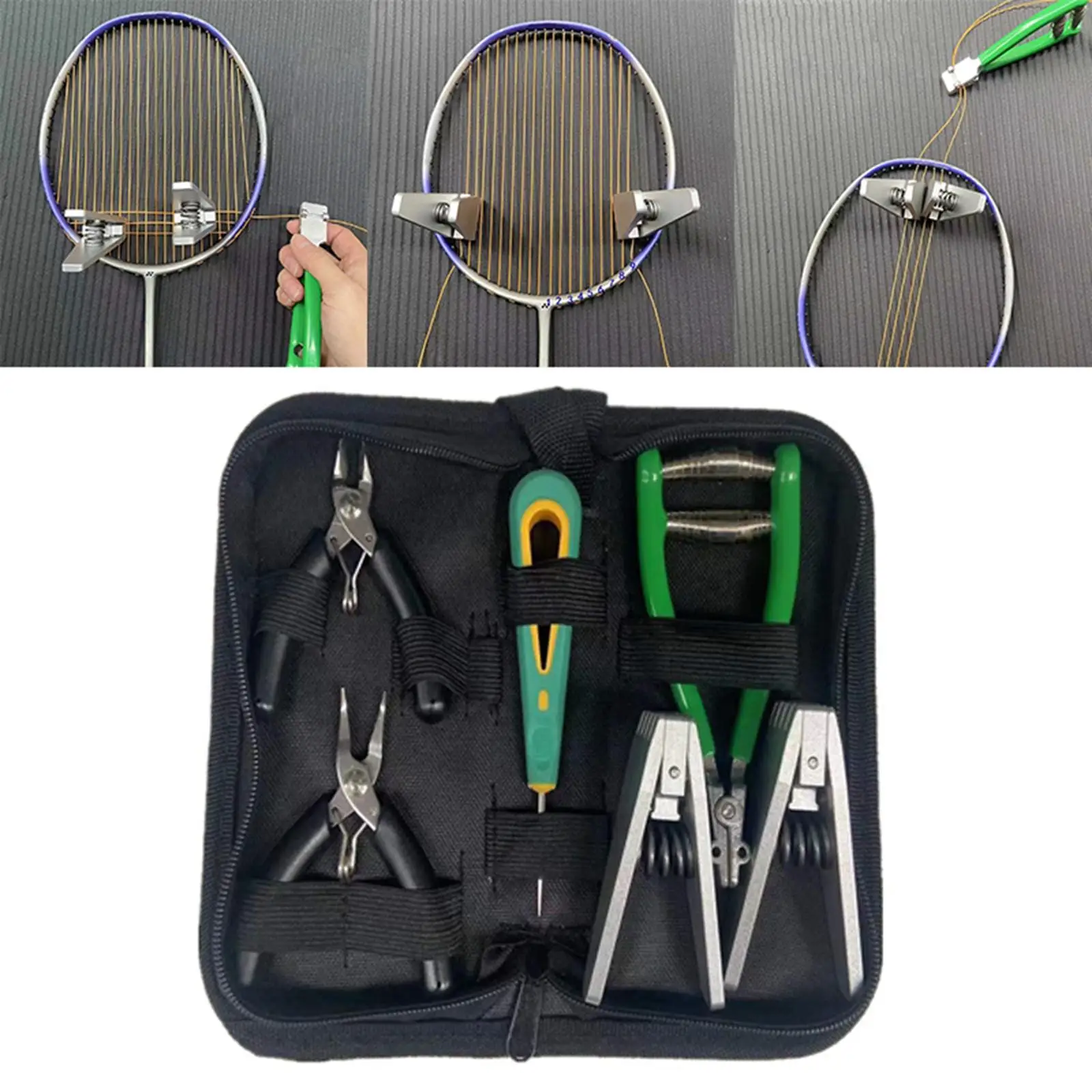 Pro Starting Stringing Clamp Tool Storage Bag Stringing Machine Tools Tennis Stringer for Badminton Tennis Racket Repairing