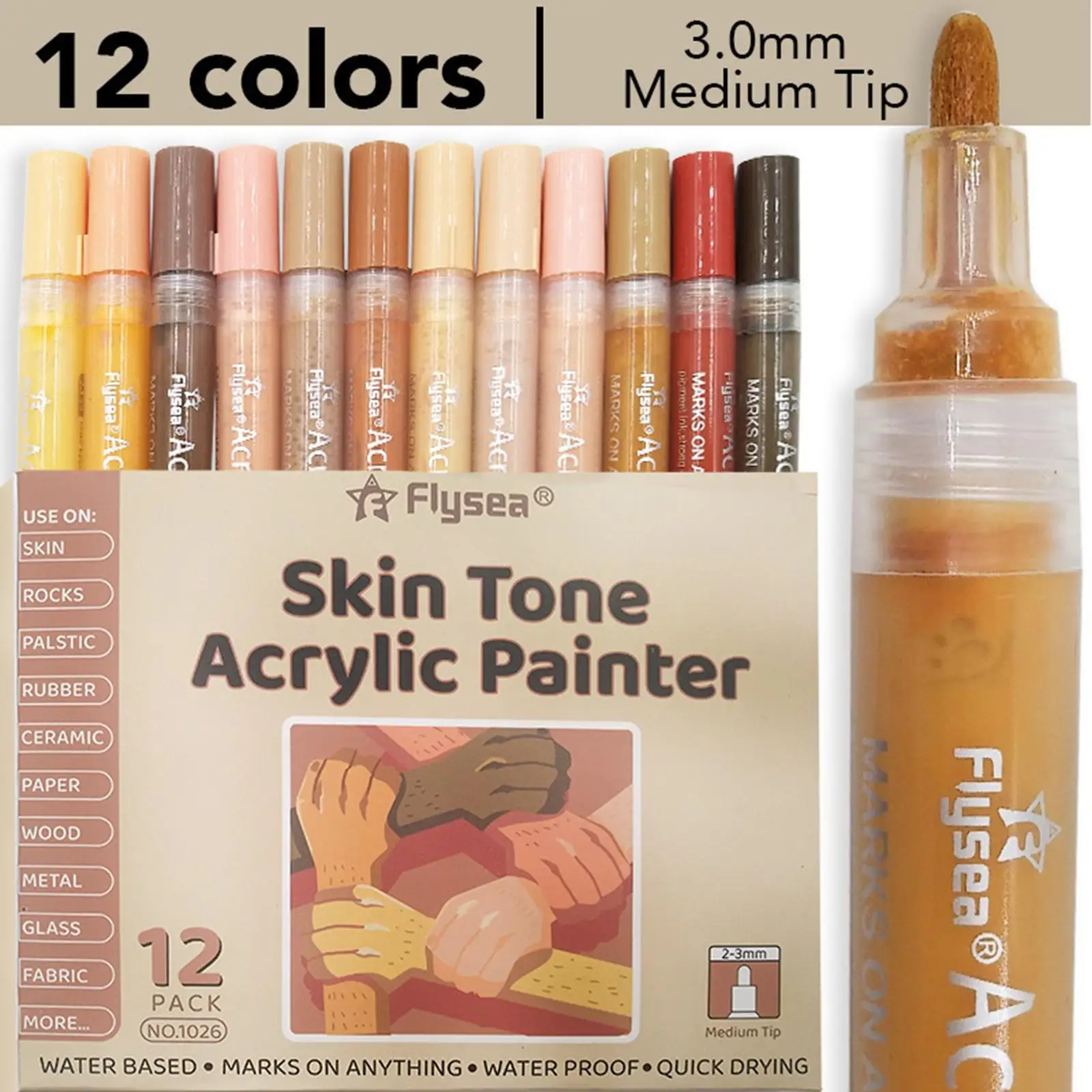 12pcs Water Based Acrylic Paint Pens Markers for Rock Painting Paper Rubber Ceramics Glass