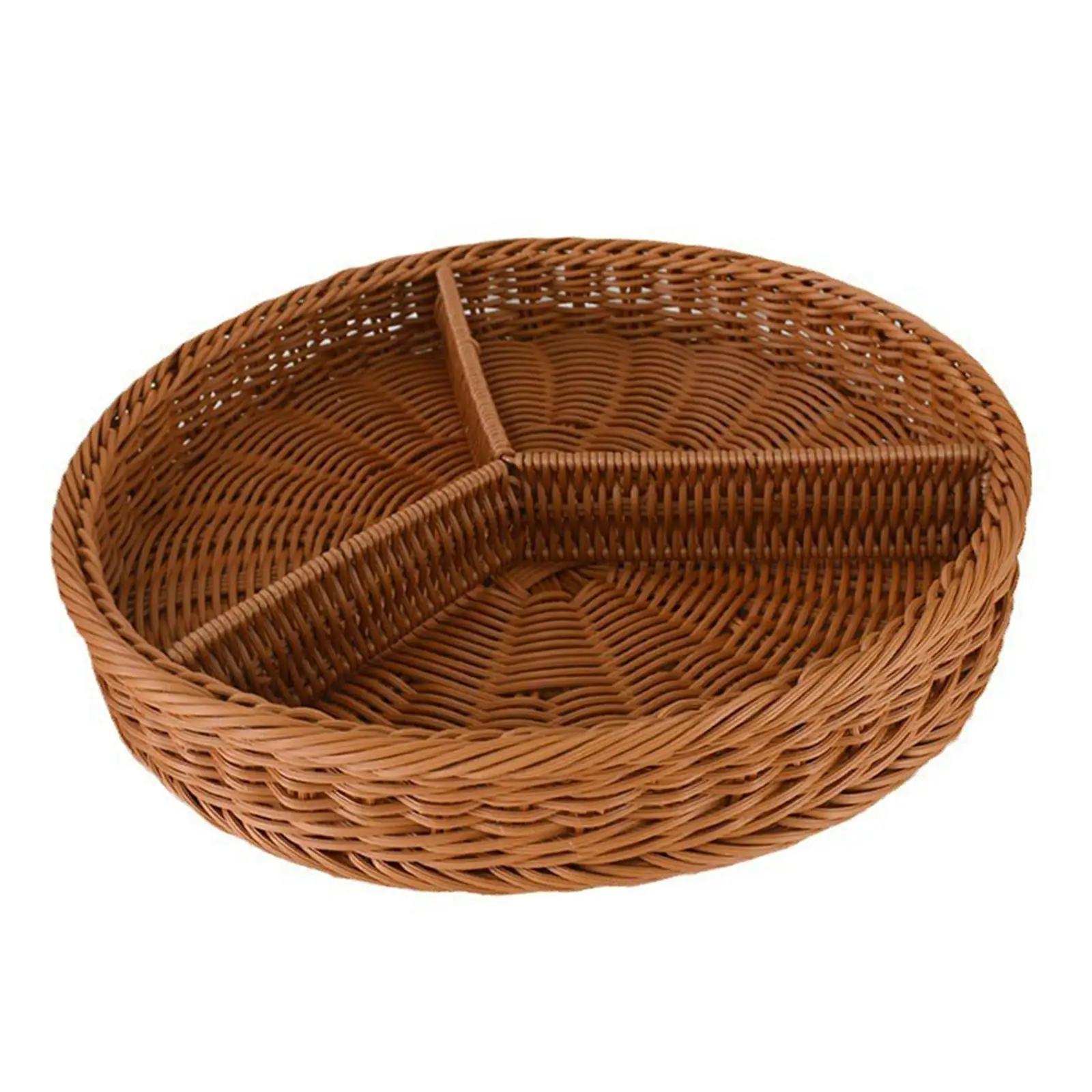 Imitation Rattan Baskets Snack Tray Handmade Wicker Storage Baskets for Kitchen Home Restaurant Dining Coffee Table Snacks