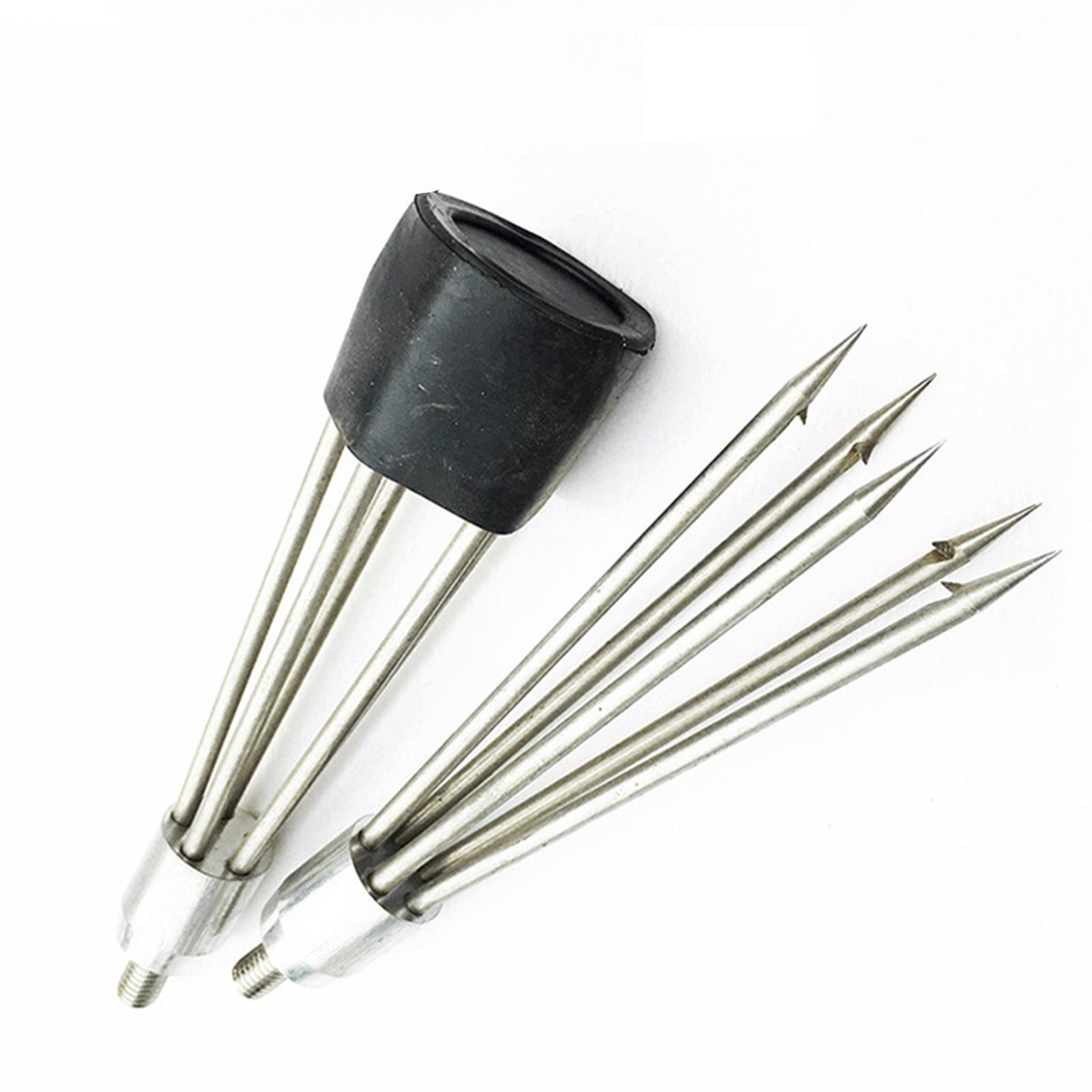 Fishing Gig Head 8mm Thread Gaff Fork 5 Prong Fish Spear with Barbs Fishing Spear Fishing Harpoon Head Fishing Gaffs Equipment