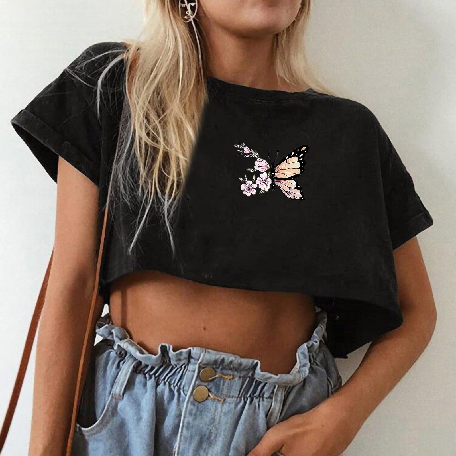 Womens Summer Tops Tops Blouse Crop 