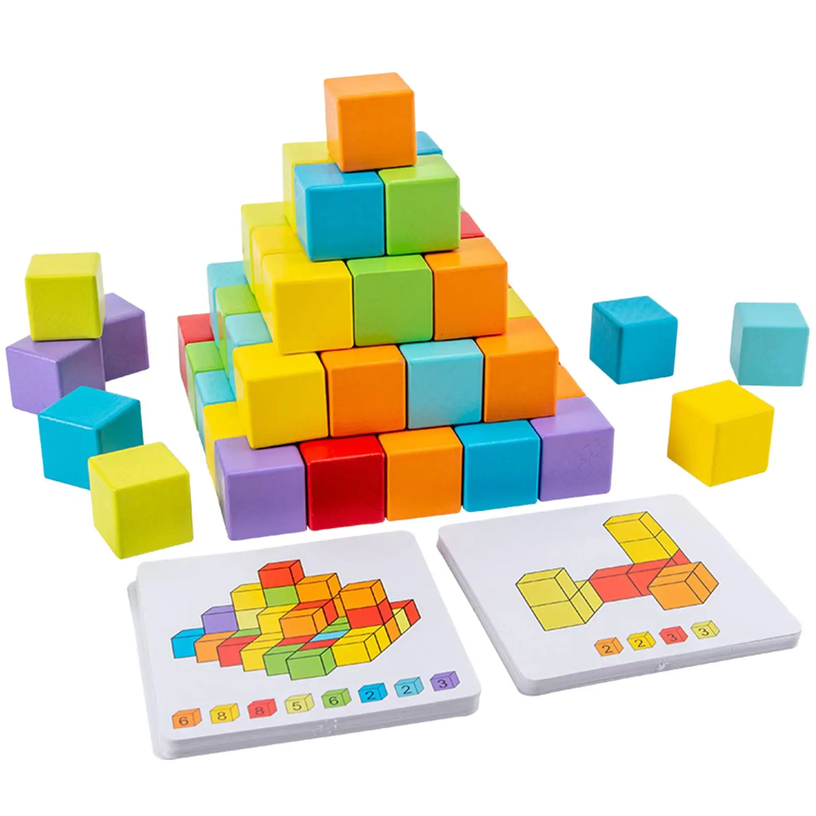 Blocks Set Educational Toys Multicolor Wooden Blocks for Toddlers Children Gifts