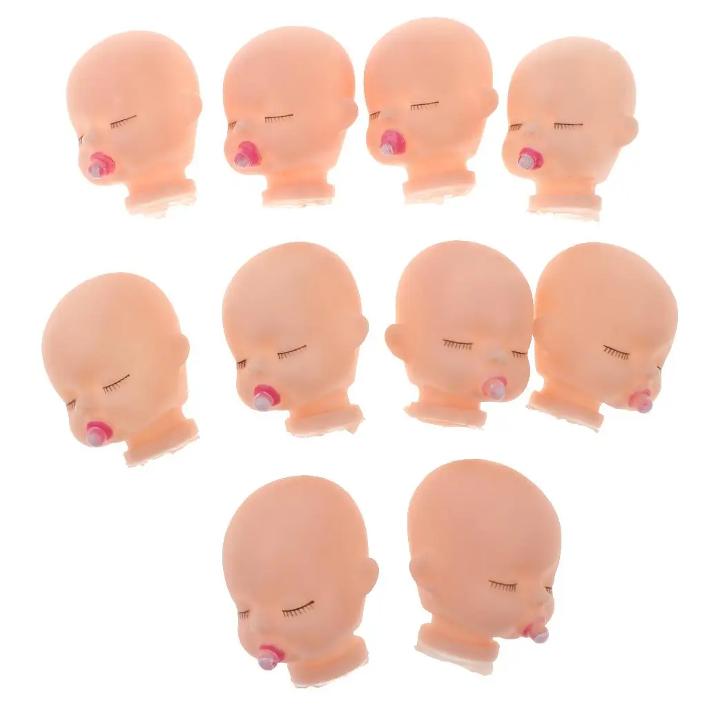 10pcs Cute Sleeping Doll Baby Head for Keychain Keyring Pendant Accessory