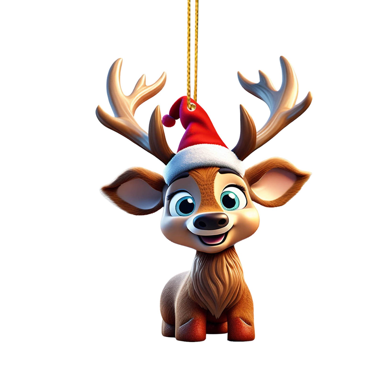 Description Picture 6 of item2D Acrylic Cartoon Fawn Christmas Tree Pendant Christmas Cartoon Cute Christmas Hat Fawn Double Print Easter Ceramic Decorations