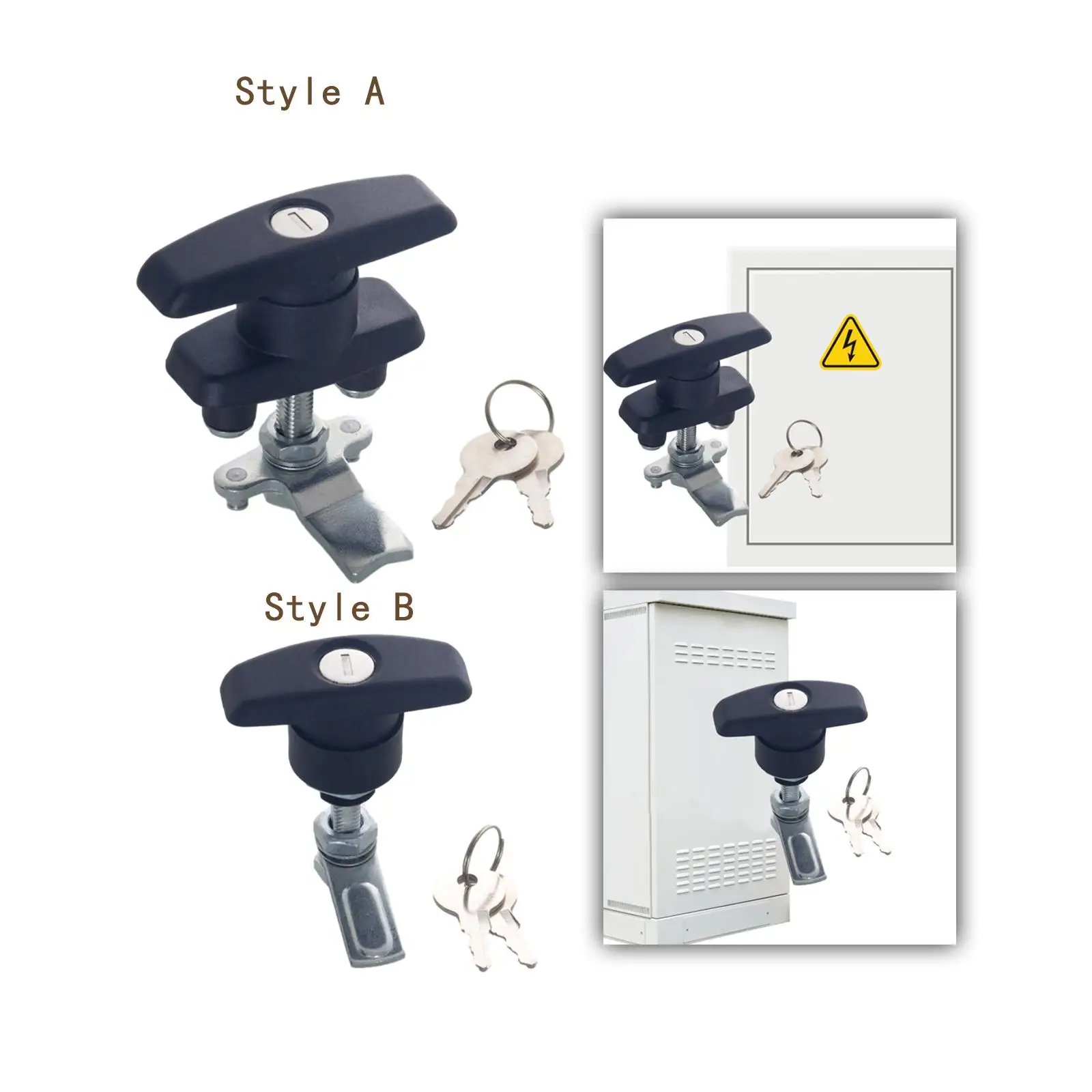 T Handle Door Lock Latch, Shed Door Lock with Keys, Heavy Duty Locking Latch for Trailer, Tool Case, Distribution Box