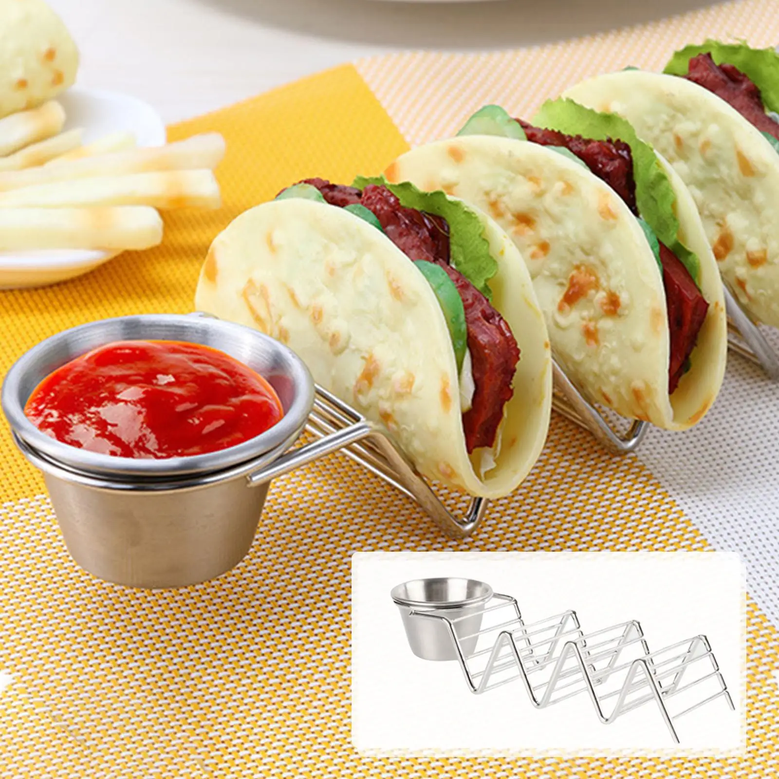 Stainless Steel Taco Holder Hot Dog Holder Plate for Tortillas Mexican Food