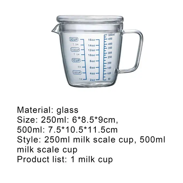 Glass Measuring Cup with Lid Heat Resistant Durable Multifunction Drinking  Glasses for Beaker Milk Liquid - AliExpress