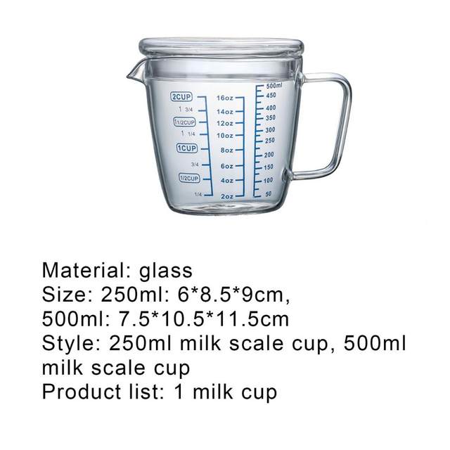 Glass Measuring Cup with Lid Heat Resistant Durable Multifunction Drinking  Glasses for Beaker Milk Liquid - AliExpress