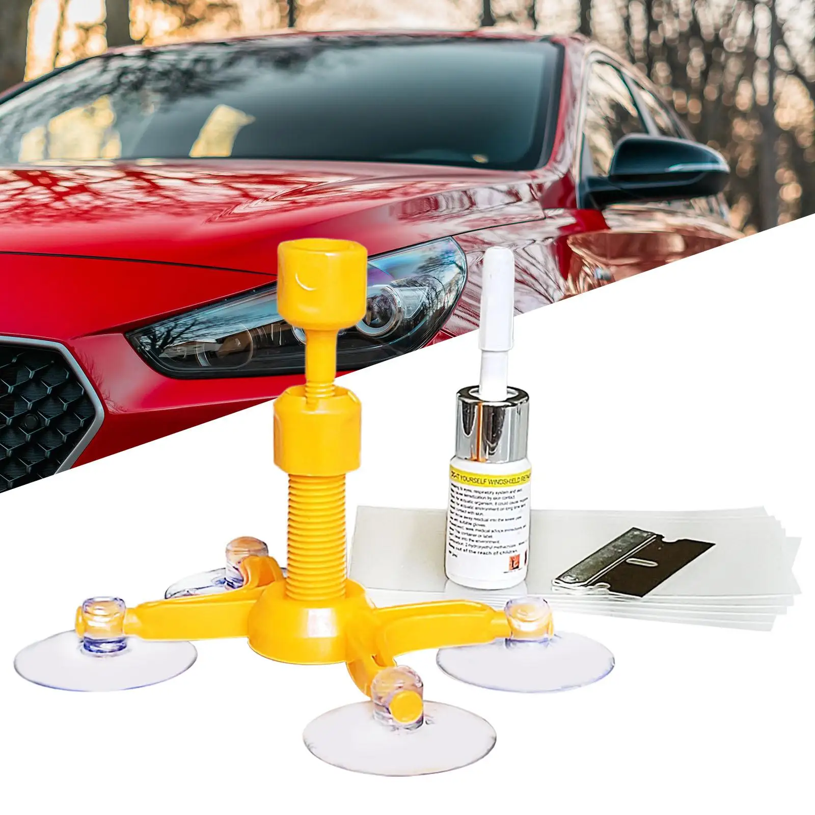 Automotive Auto Glass Windshield Fluid Repair Set, , Resin to  Cracks,Chips, Eyes Easy to Operate Windscreen Chip Repair Tool