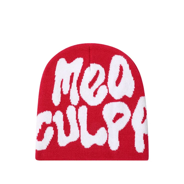 Meaculpa Beanie Mea Culpa Knitting Winter Warm Fashion Japanese Y2k Beanie  for Women Men Bonnet Autumn Kpop Streetwear Hat Cap - AliExpress