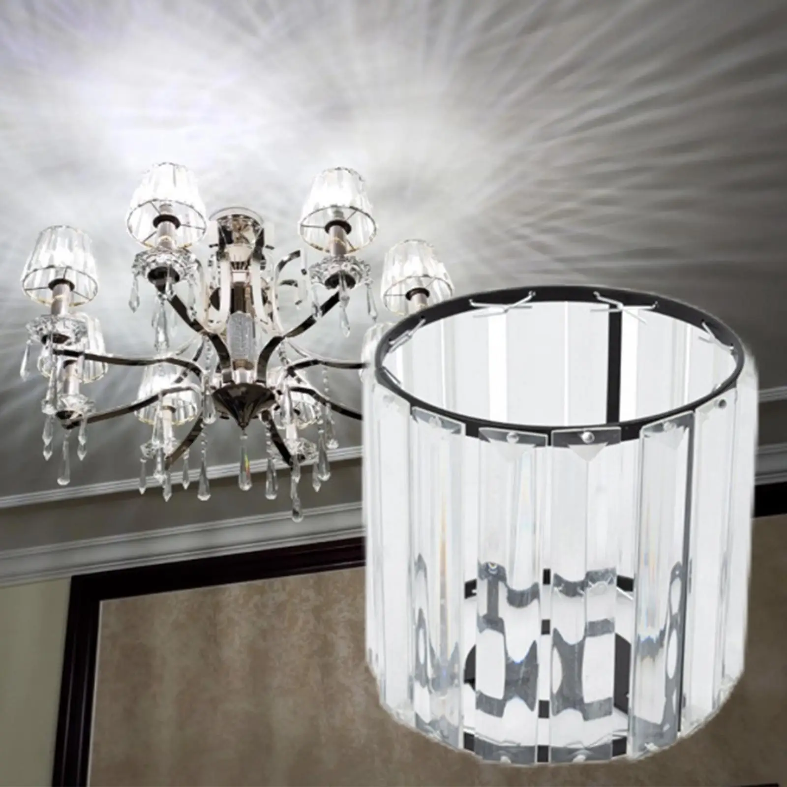 Crystal Shade, Cylinder Light Fixture Replacement Globe or Cover for Chandelier